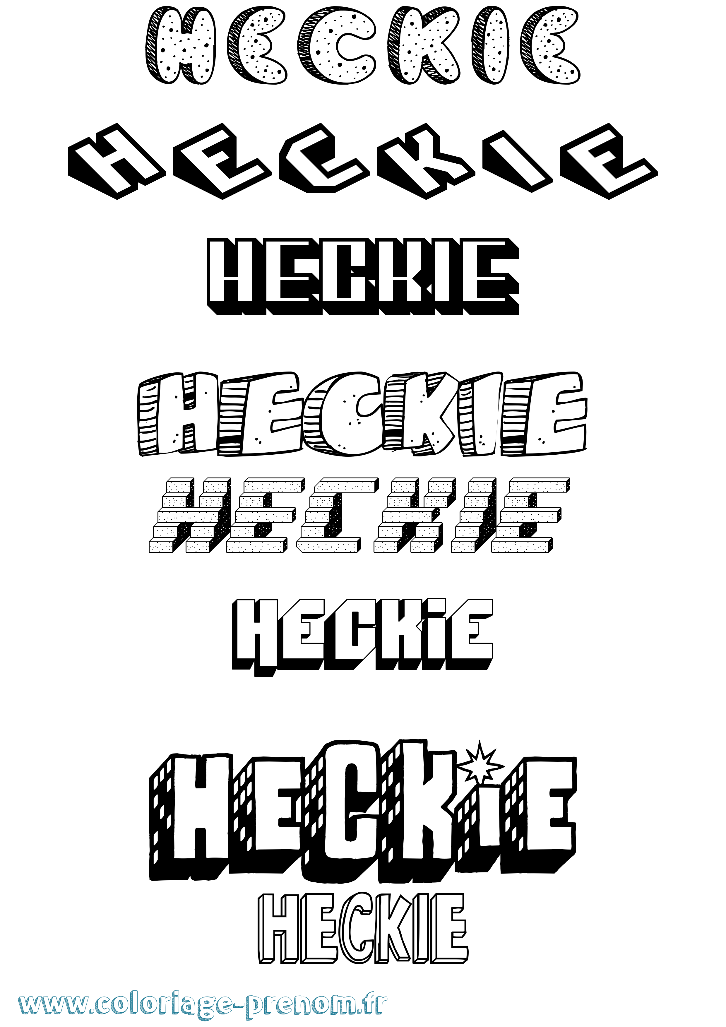 Coloriage Heckie Effet 3D Coloriage prénom Heckie Effet 3D