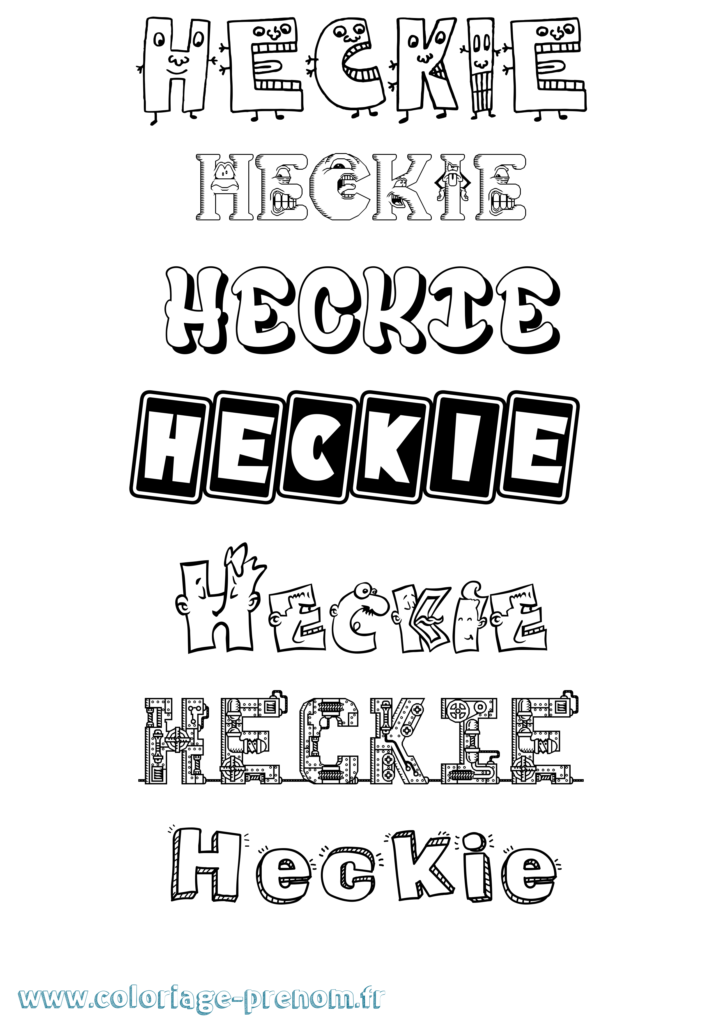 Coloriage Heckie Fun Coloriage prénom Heckie Fun