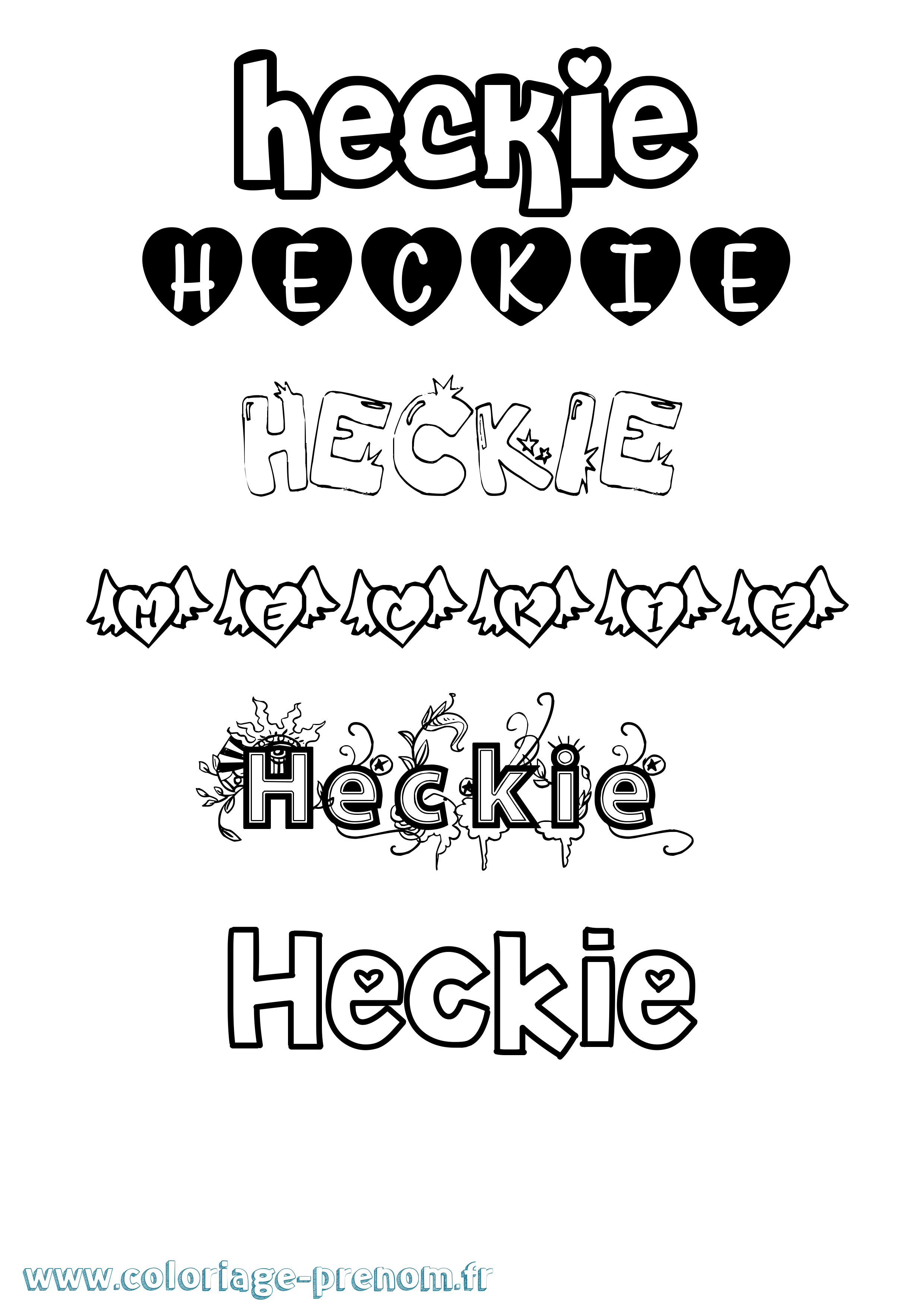 Coloriage Heckie Girly Coloriage prénom Heckie Girly