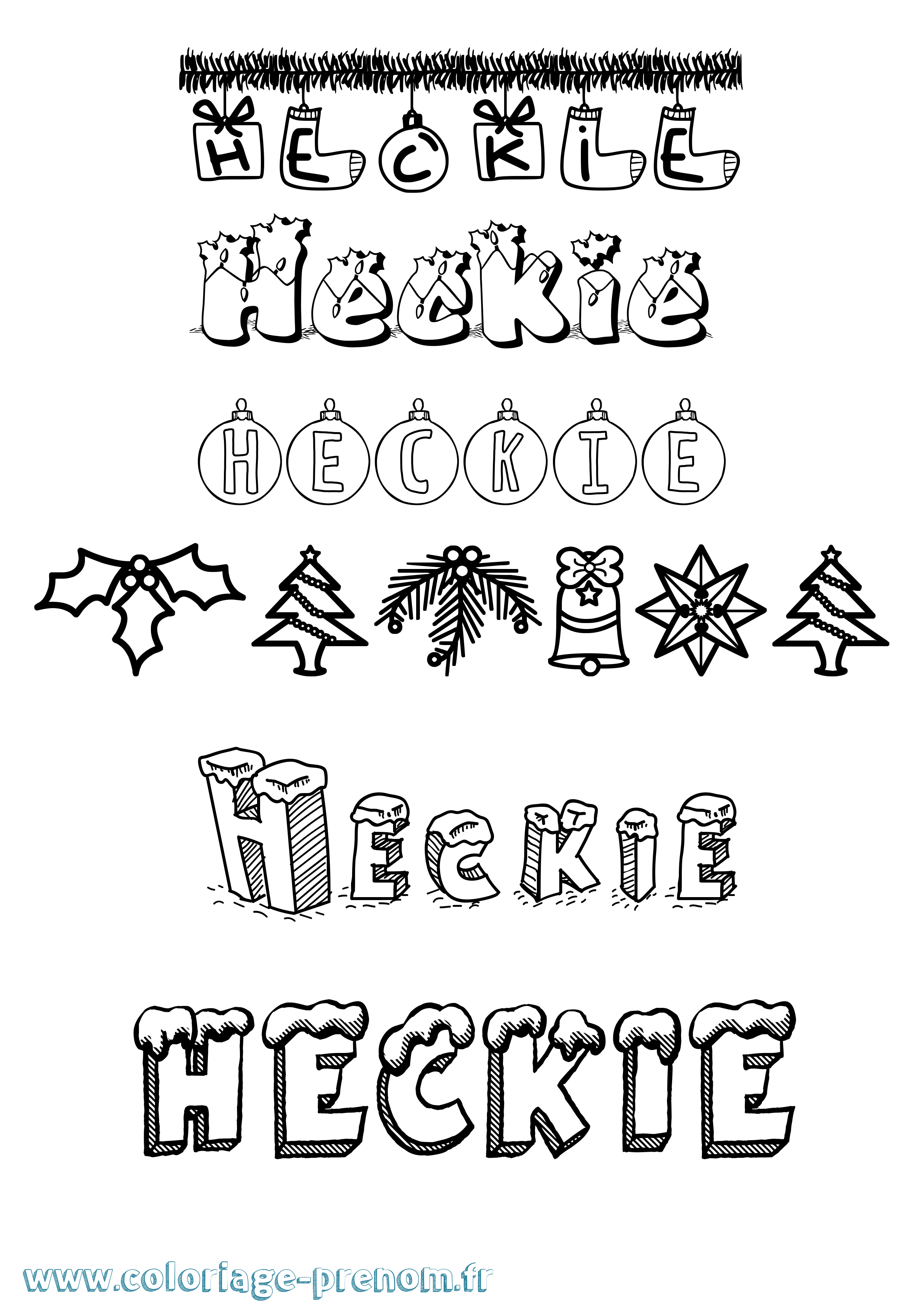 Coloriage Heckie Noël Coloriage prénom Heckie Noël