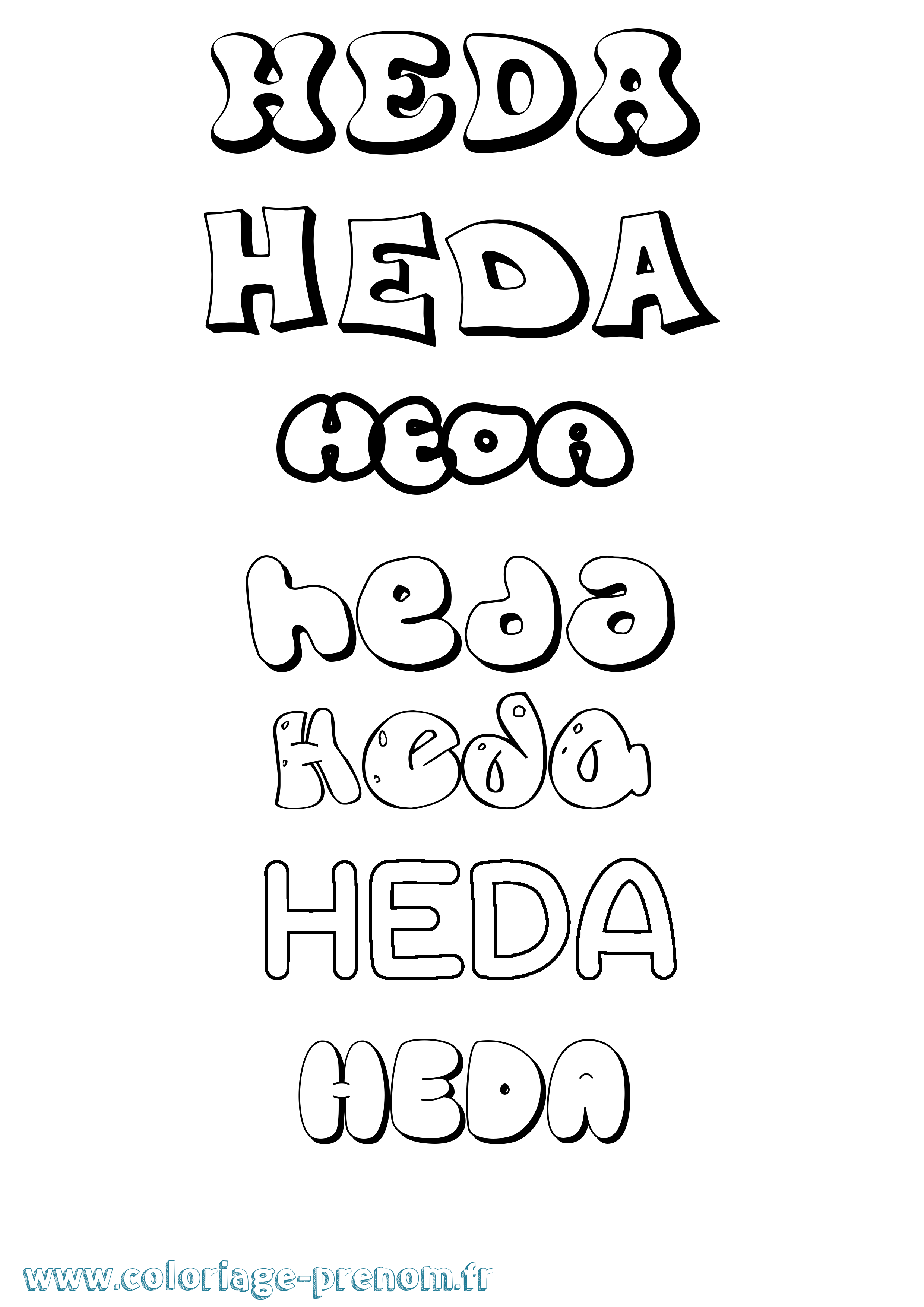 Coloriage Heda Bubble Coloriage prénom Heda Bubble