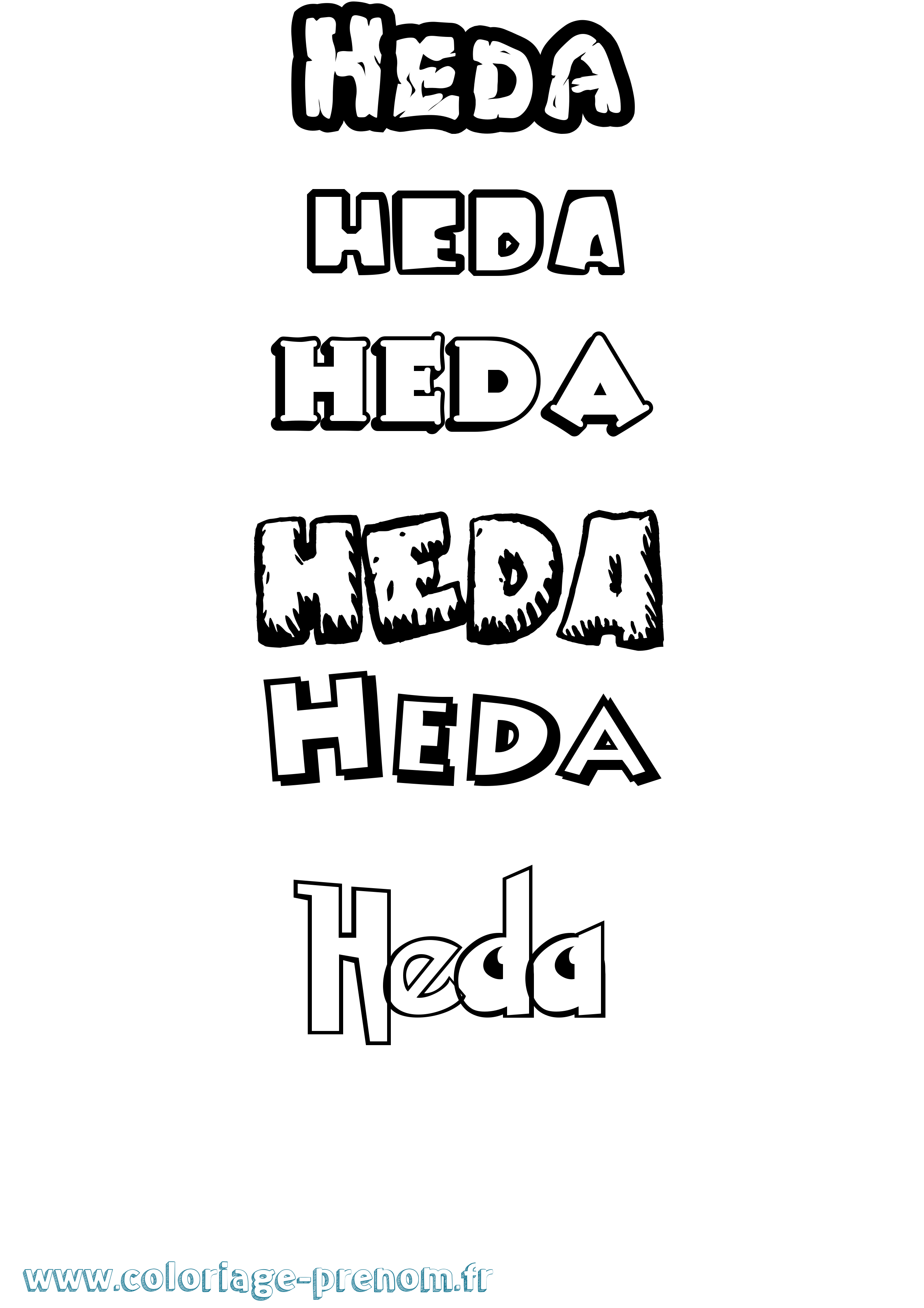 Coloriage Heda Dessin Animé Coloriage prénom Heda Dessin Animé
