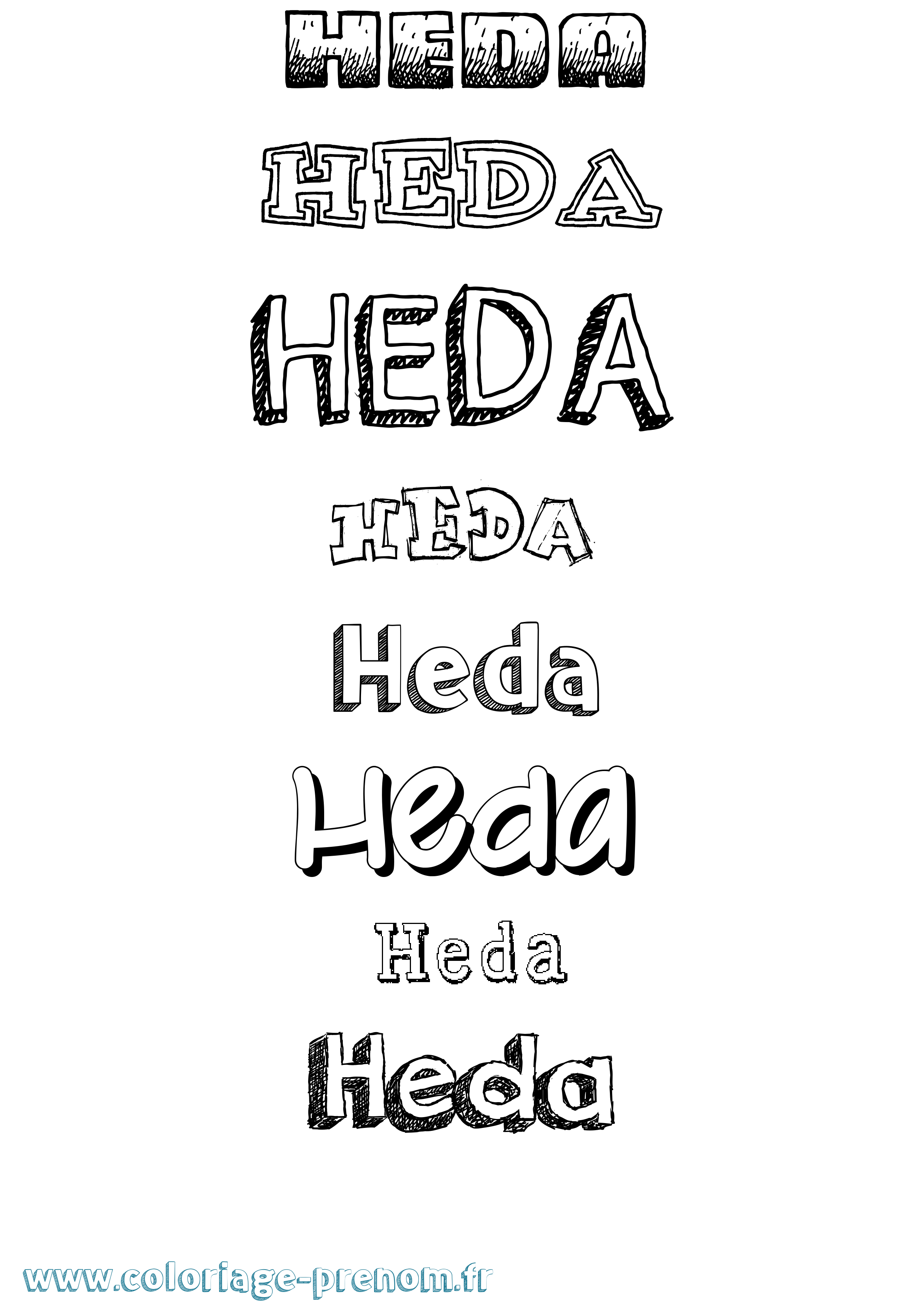 Coloriage Heda Dessiné Coloriage prénom Heda Dessiné