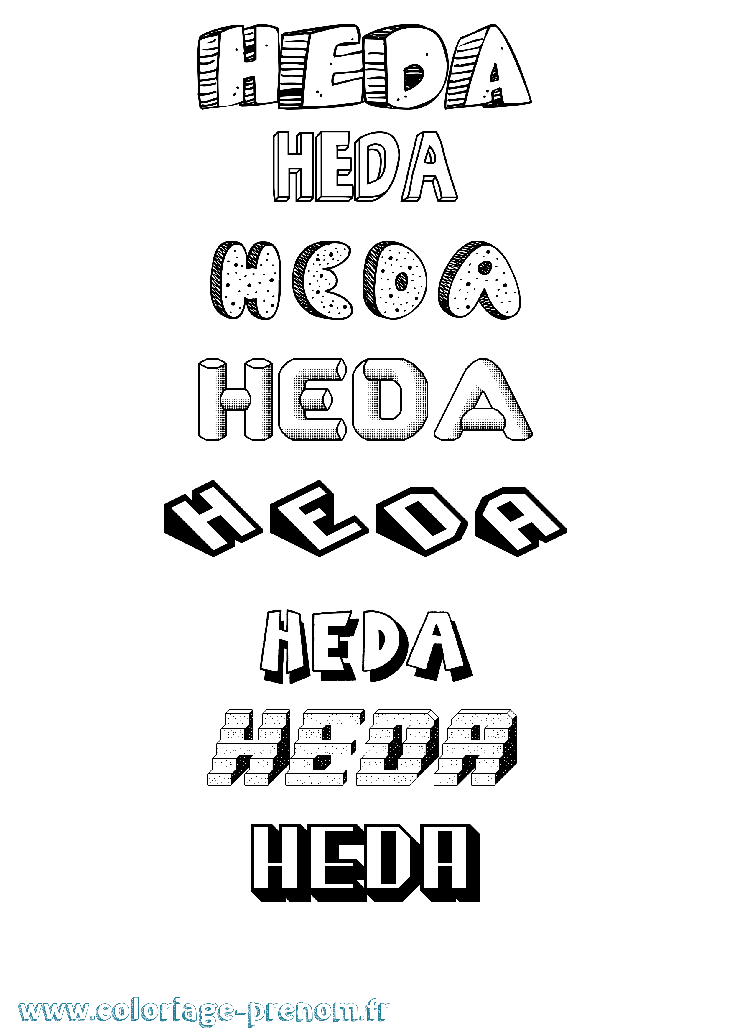 Coloriage Heda Effet 3D Coloriage prénom Heda Effet 3D