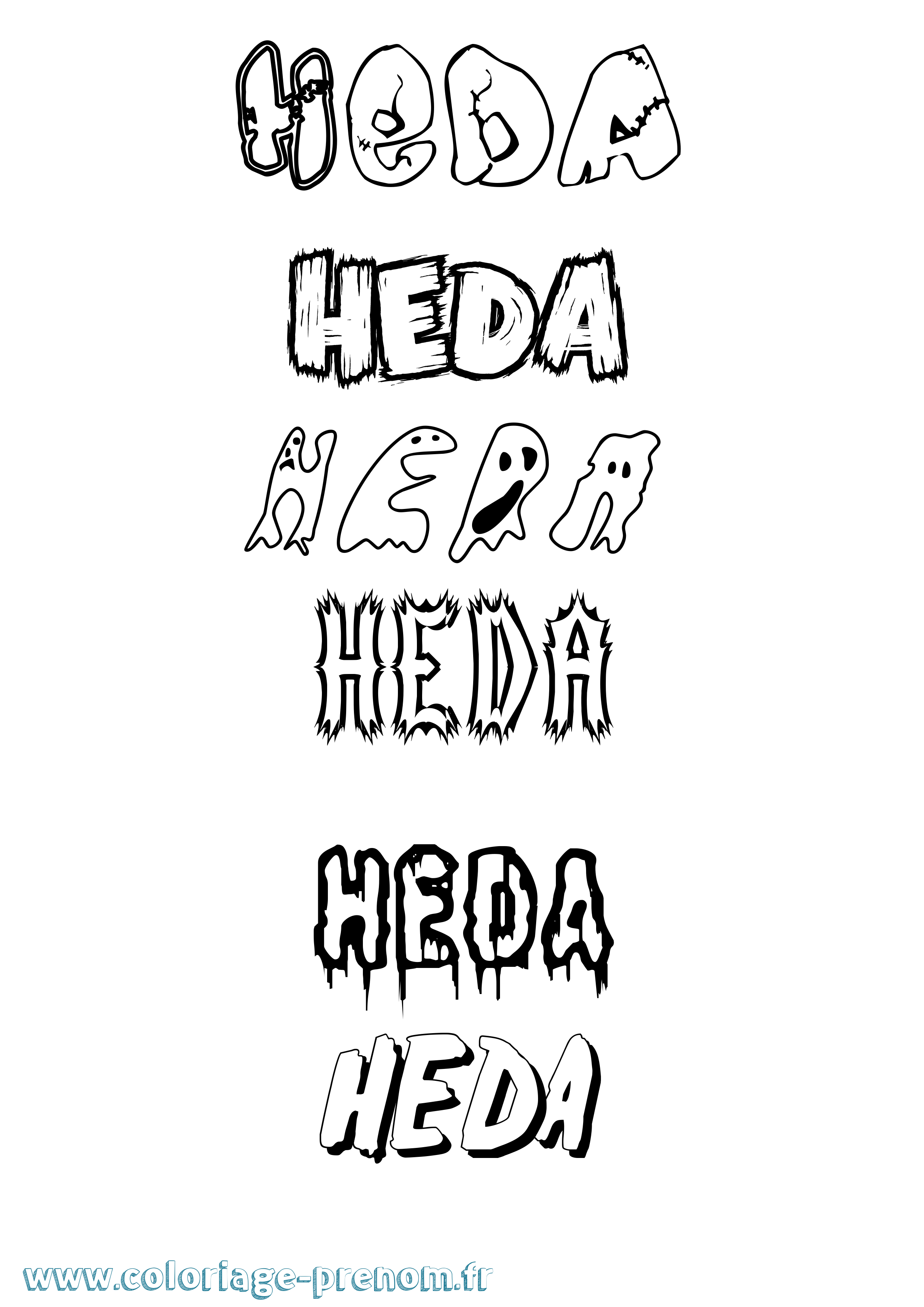 Coloriage Heda Frisson Coloriage prénom Heda Frisson