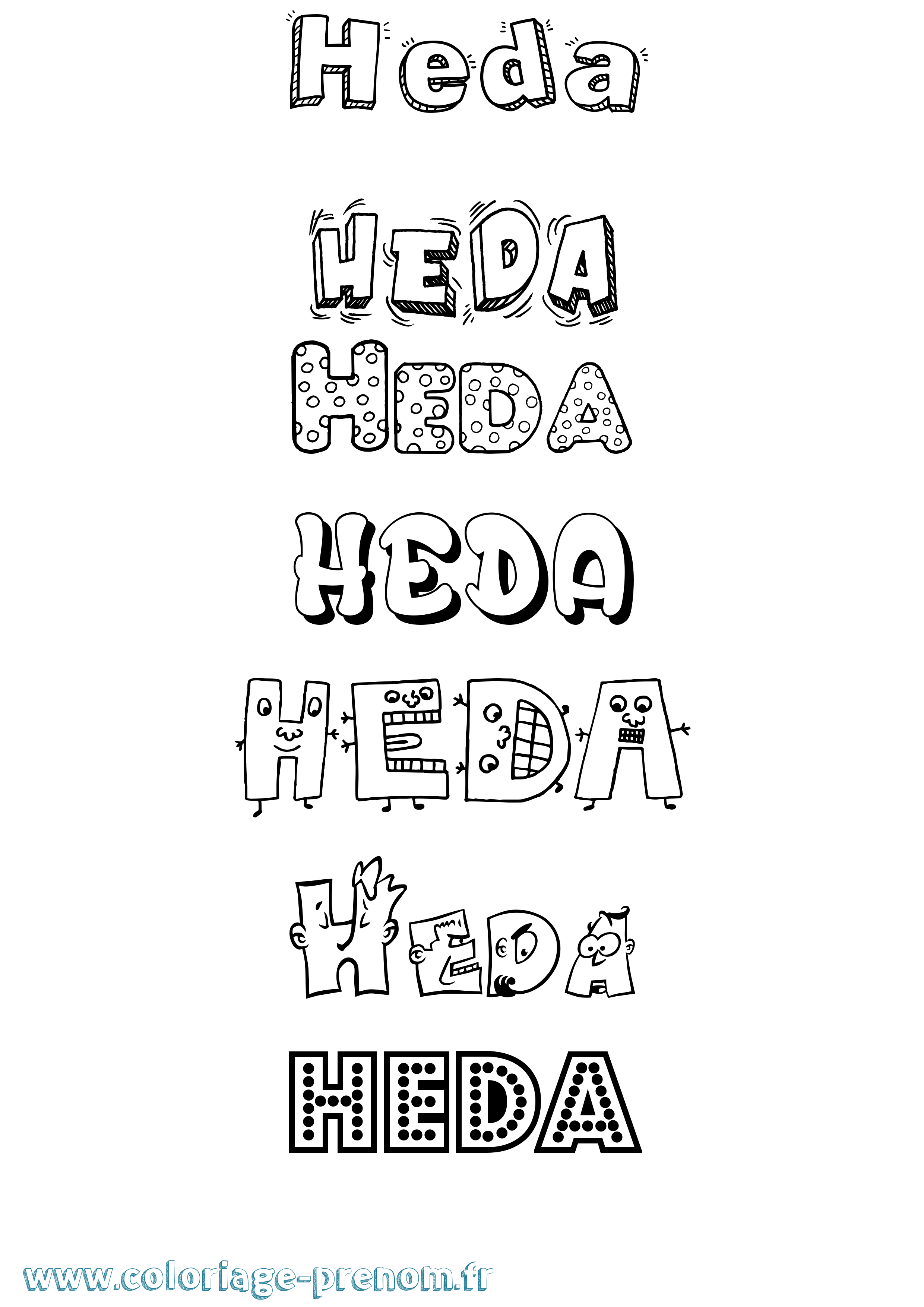 Coloriage Heda Fun Coloriage prénom Heda Fun