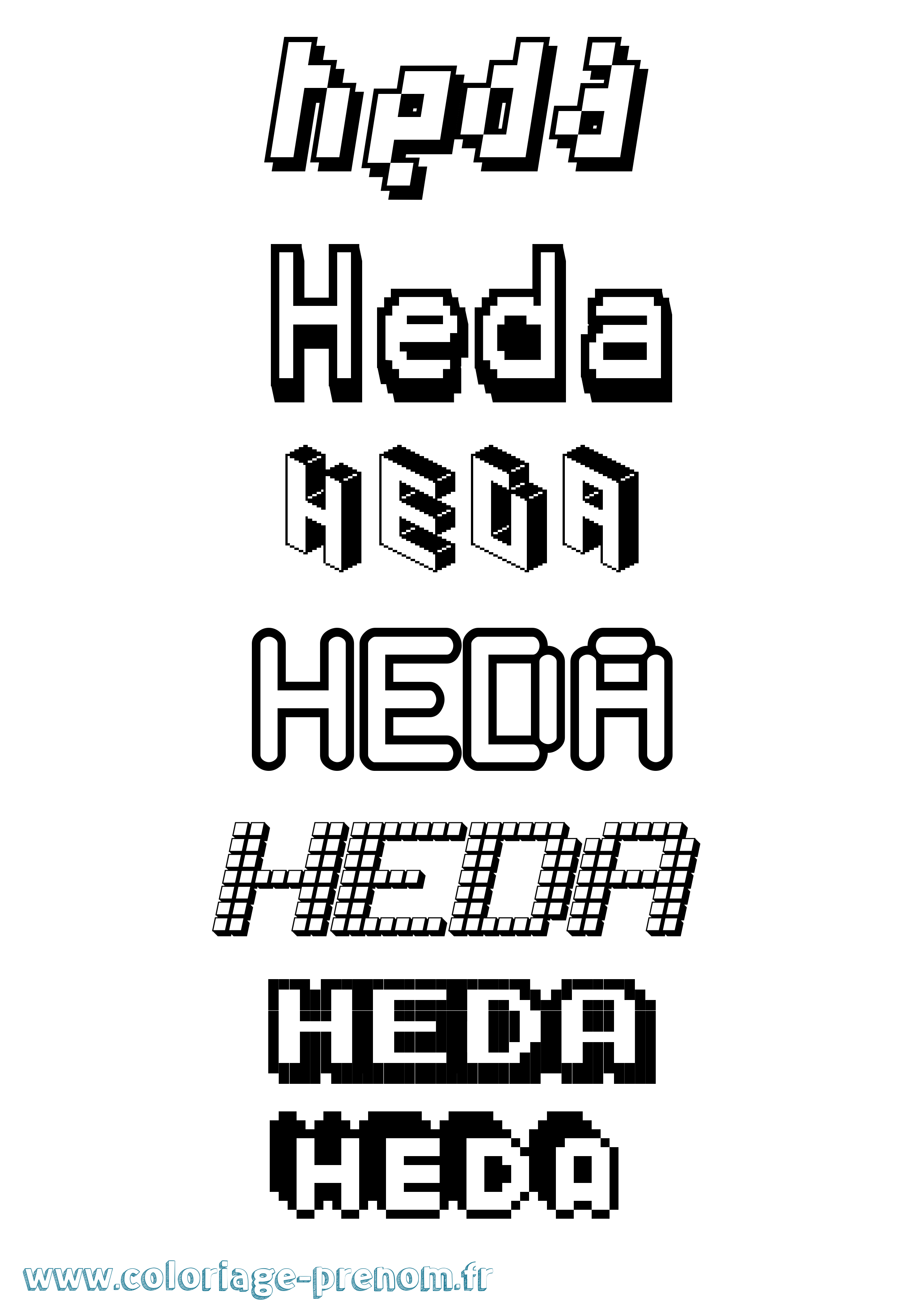 Coloriage Heda Pixel Coloriage prénom Heda Pixel