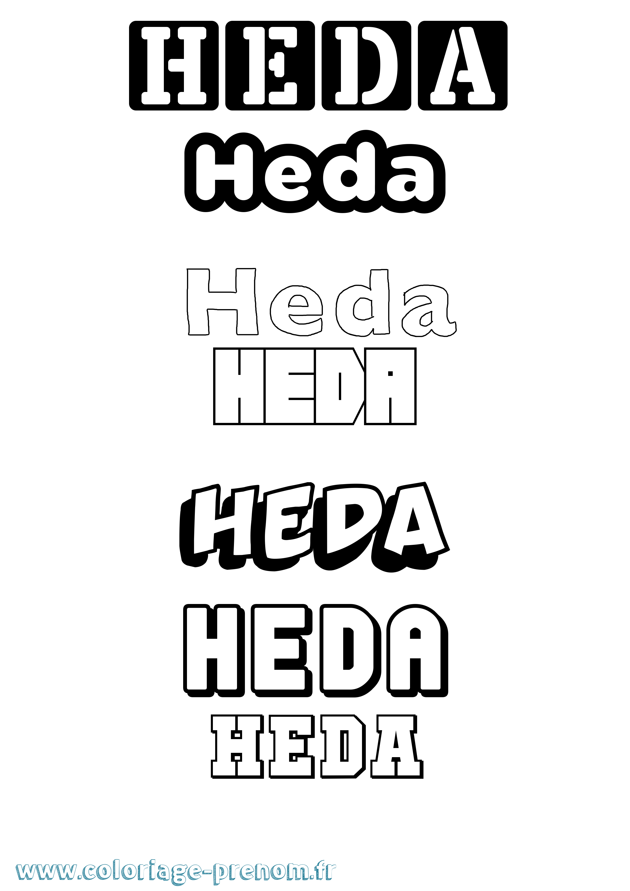 Coloriage Heda Simple Coloriage prénom Heda Simple