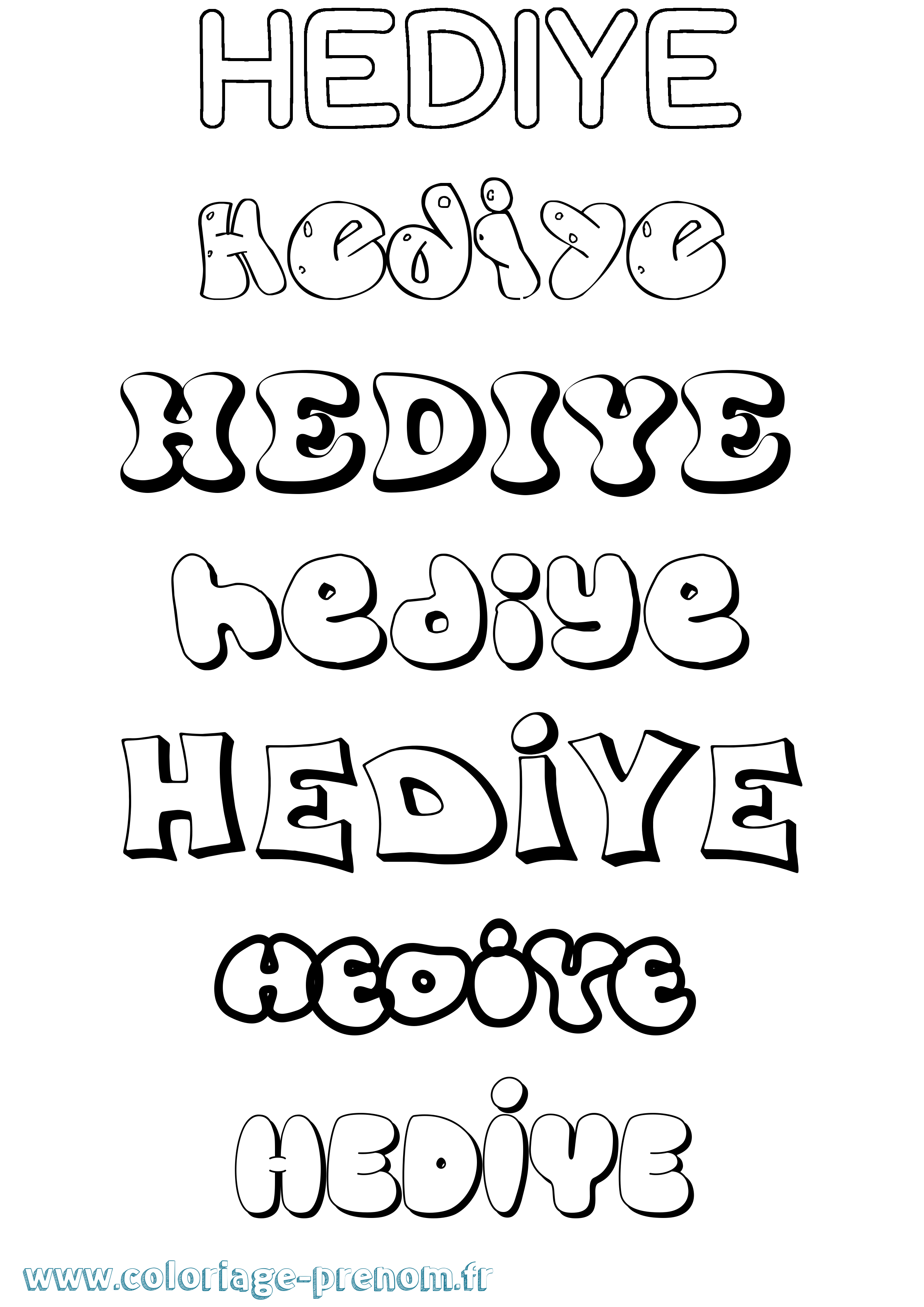 Coloriage Hediye Bubble Coloriage prénom Hediye Bubble