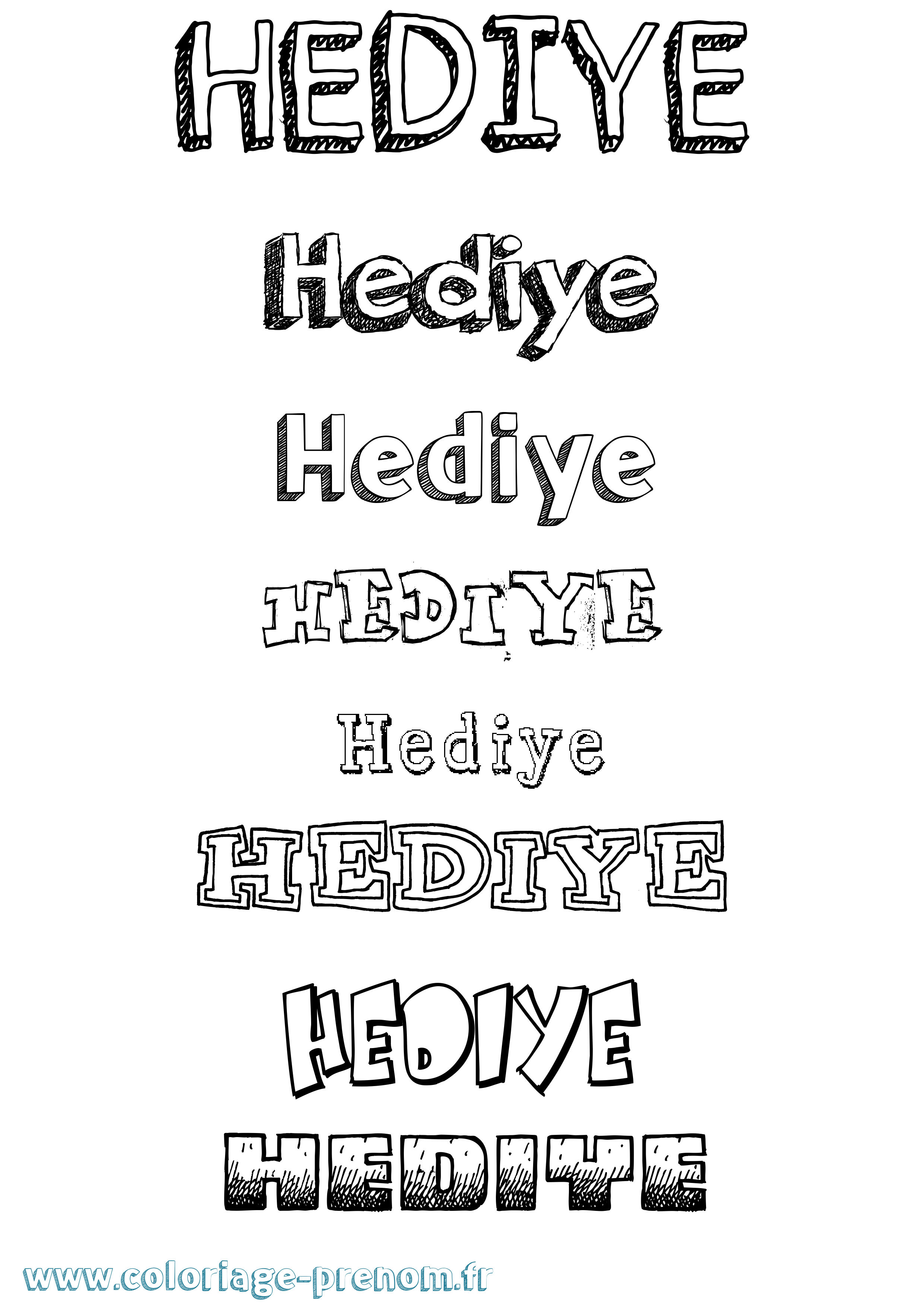 Coloriage Hediye Dessiné Coloriage prénom Hediye Dessiné