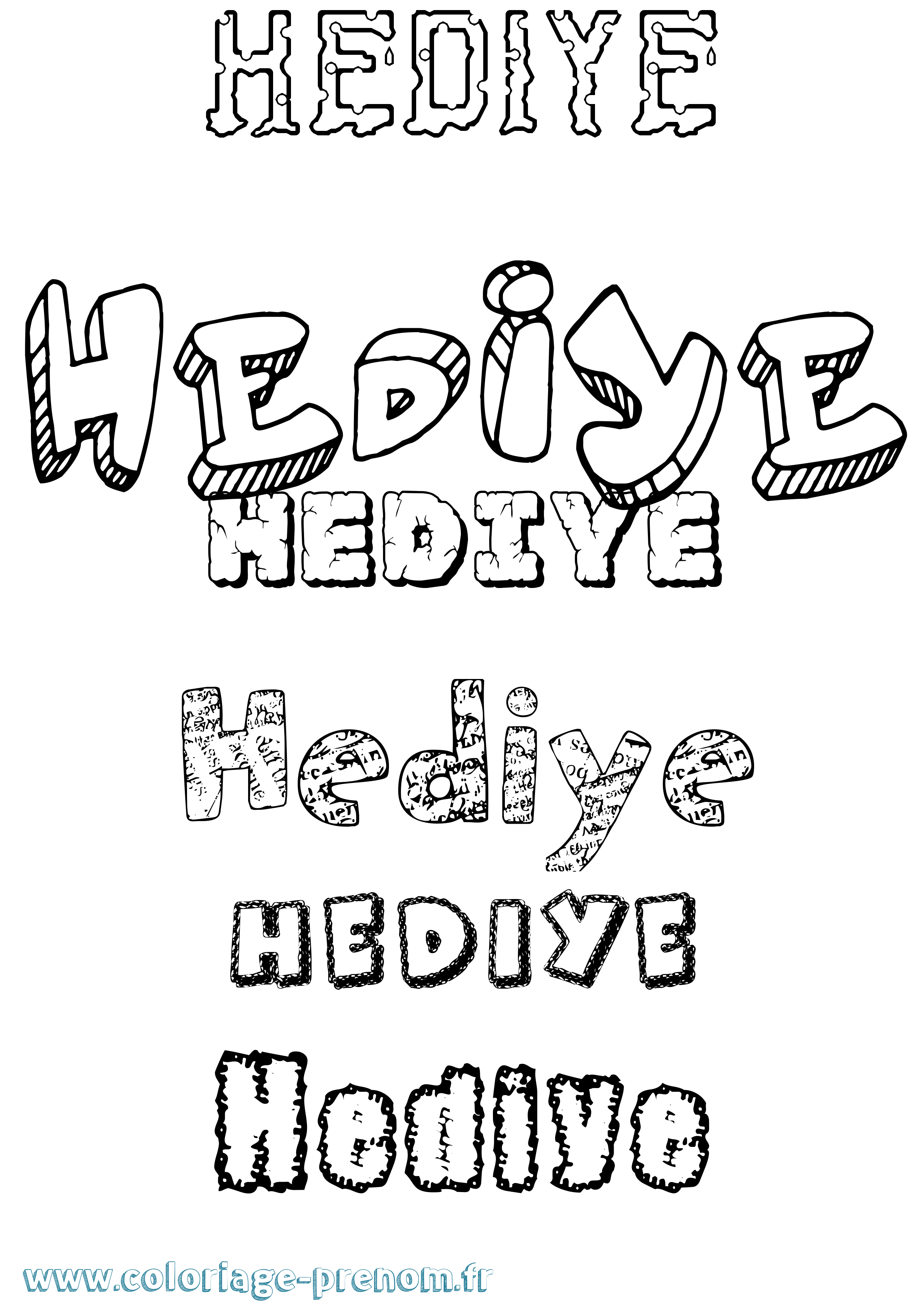 Coloriage Hediye Destructuré Coloriage prénom Hediye Destructuré