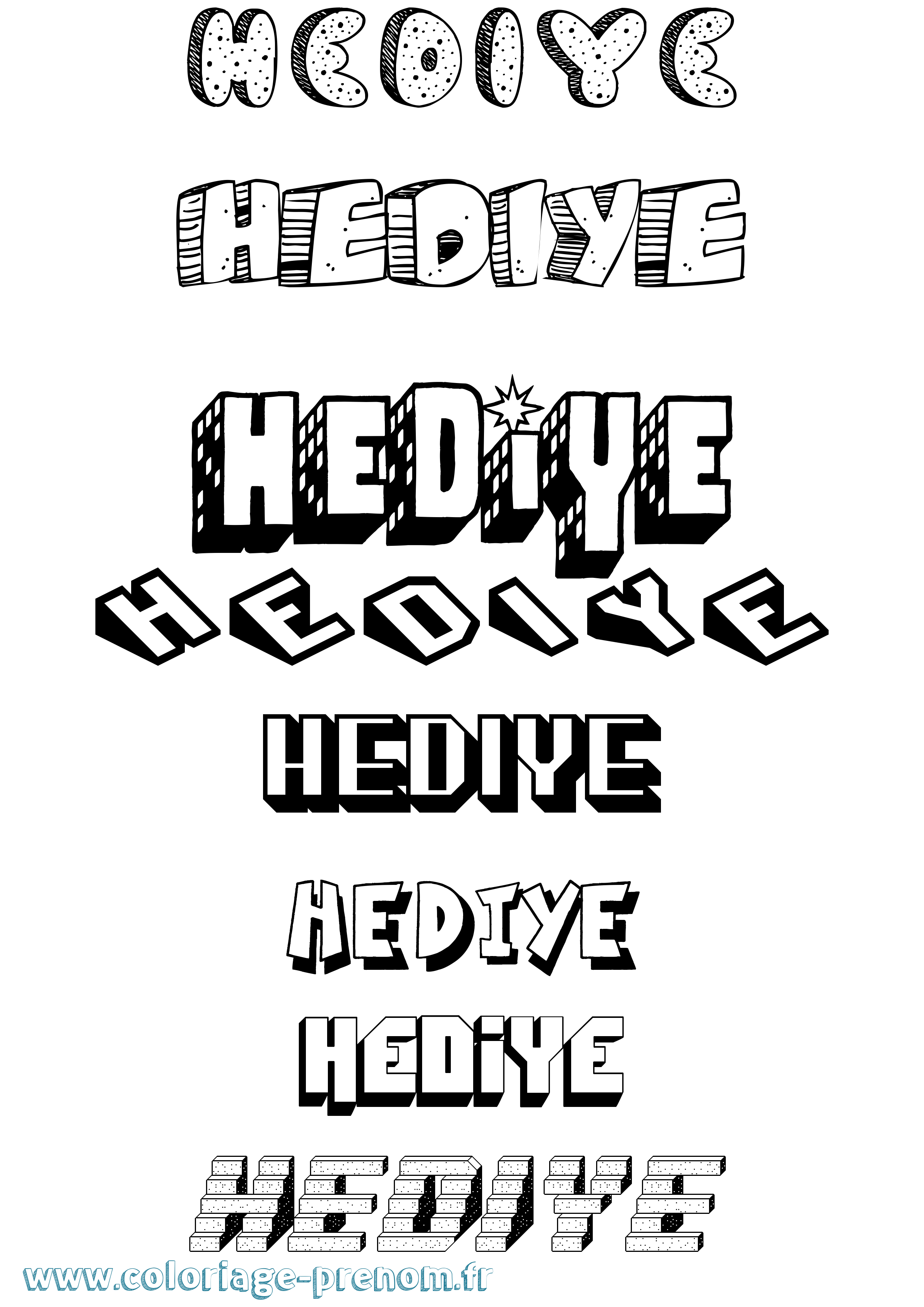 Coloriage Hediye Effet 3D Coloriage prénom Hediye Effet 3D