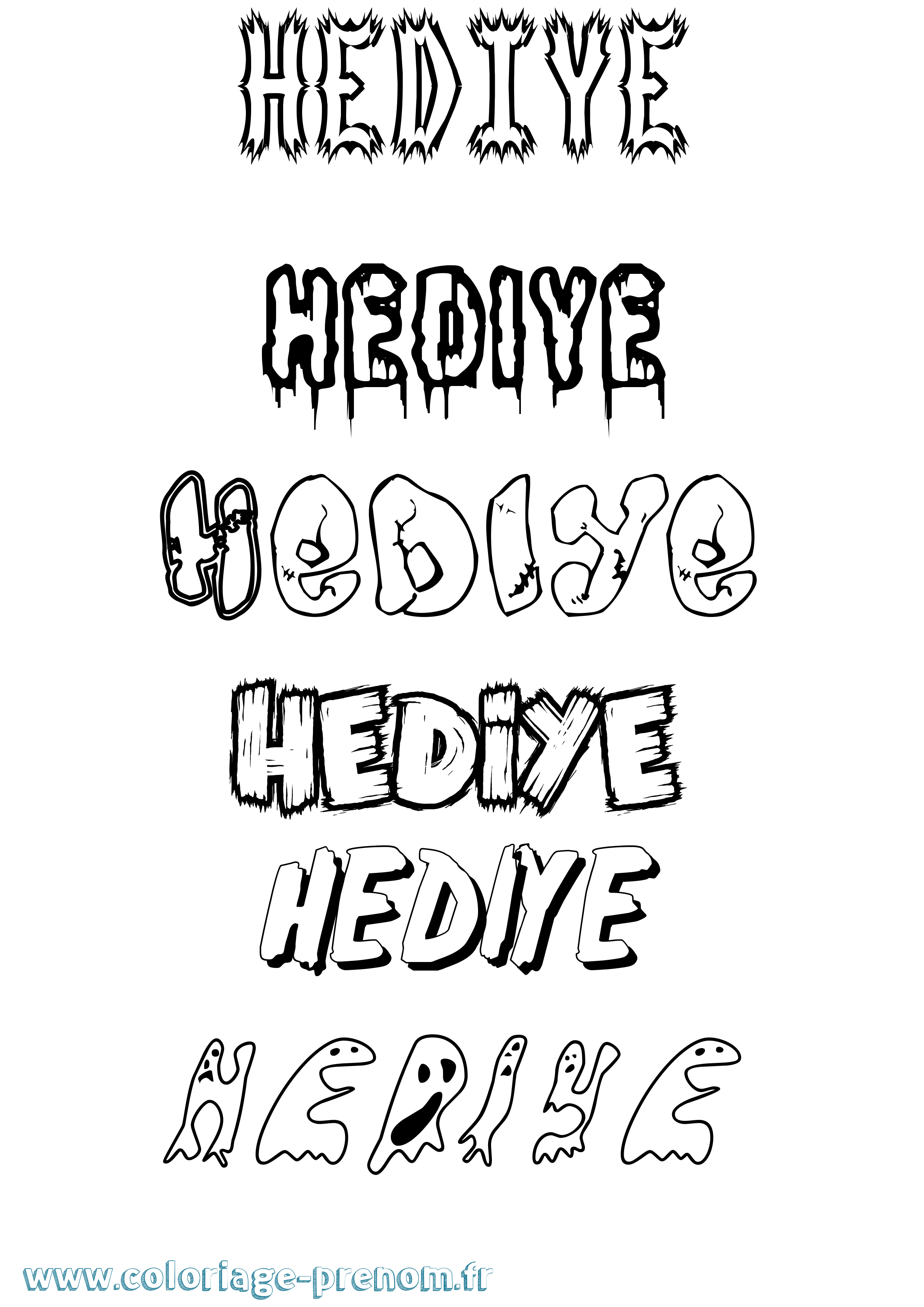 Coloriage Hediye Frisson Coloriage prénom Hediye Frisson