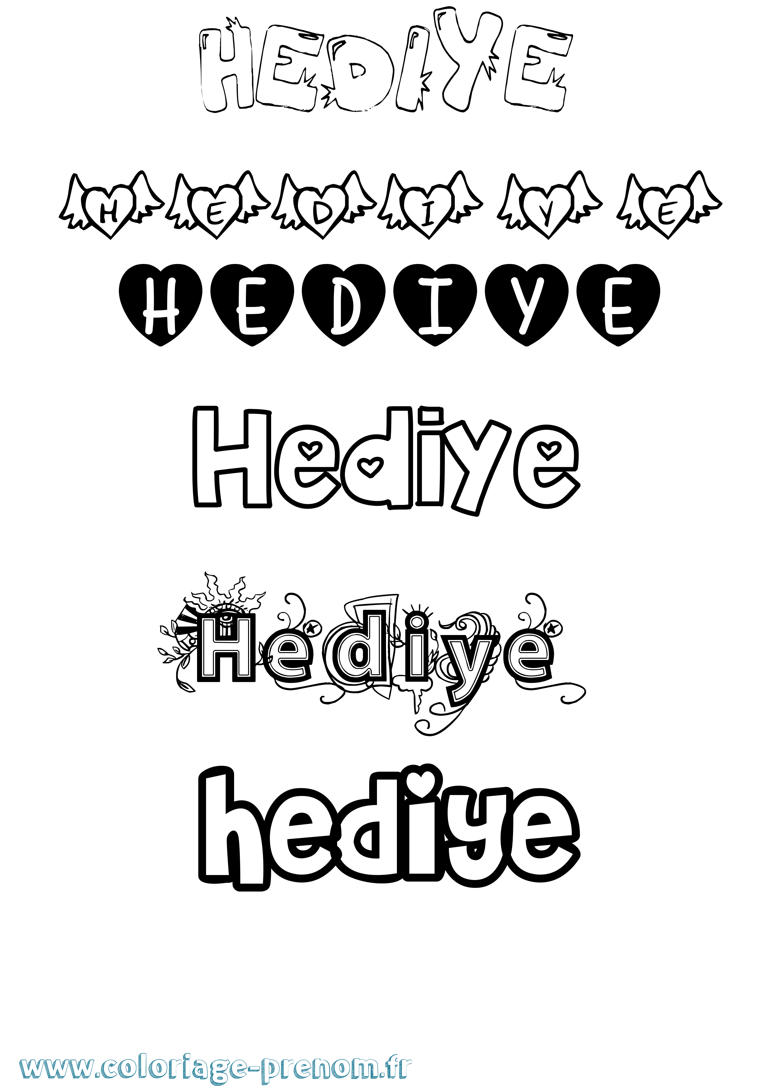 Coloriage Hediye Girly Coloriage prénom Hediye Girly