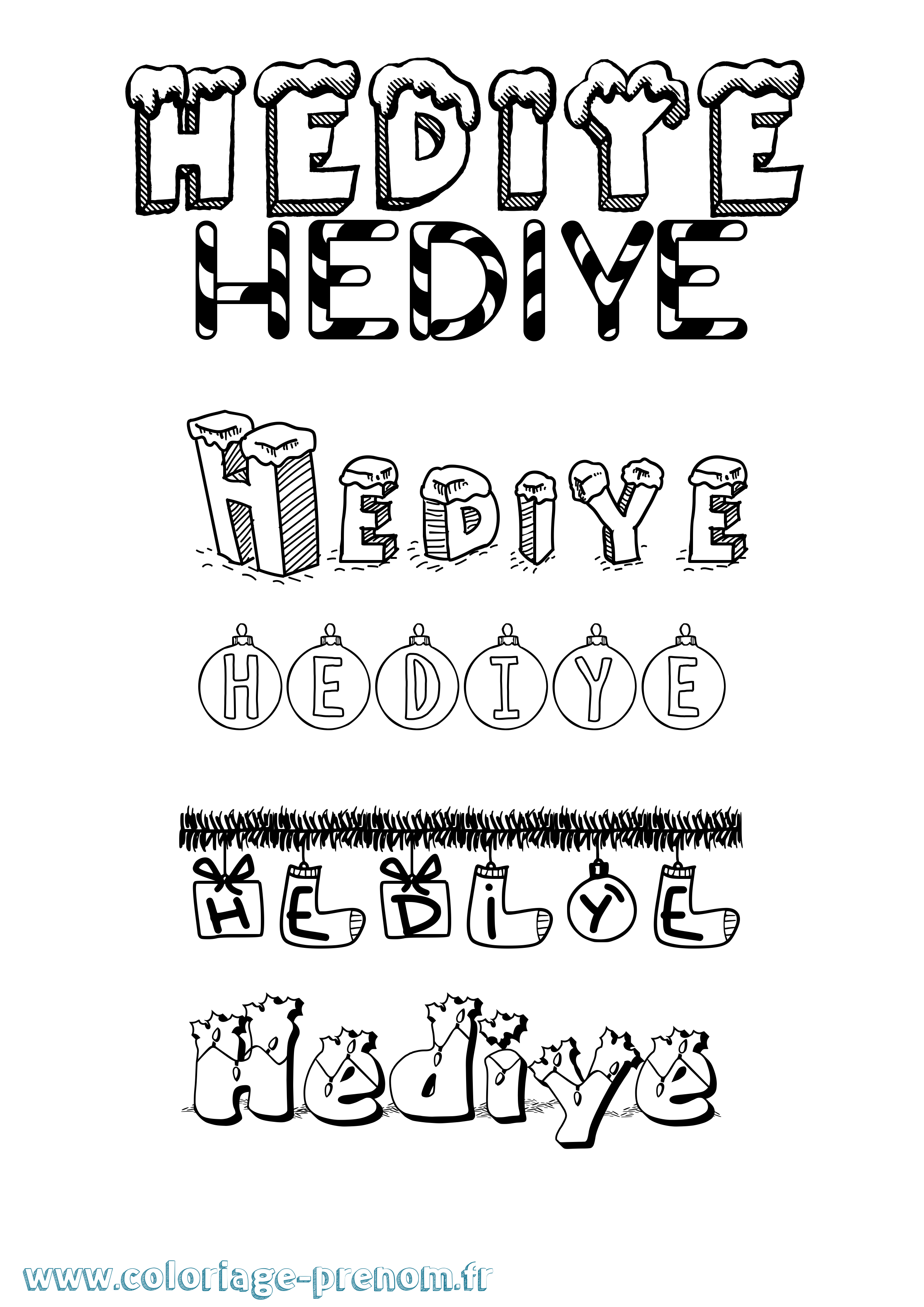 Coloriage Hediye Noël Coloriage prénom Hediye Noël