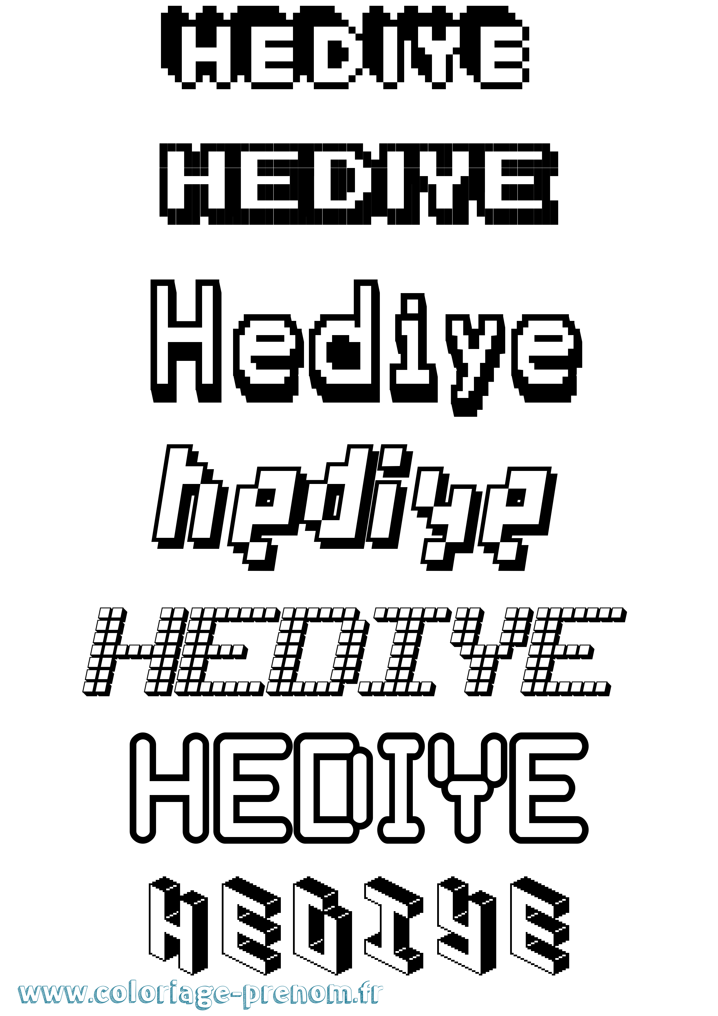 Coloriage Hediye Pixel Coloriage prénom Hediye Pixel