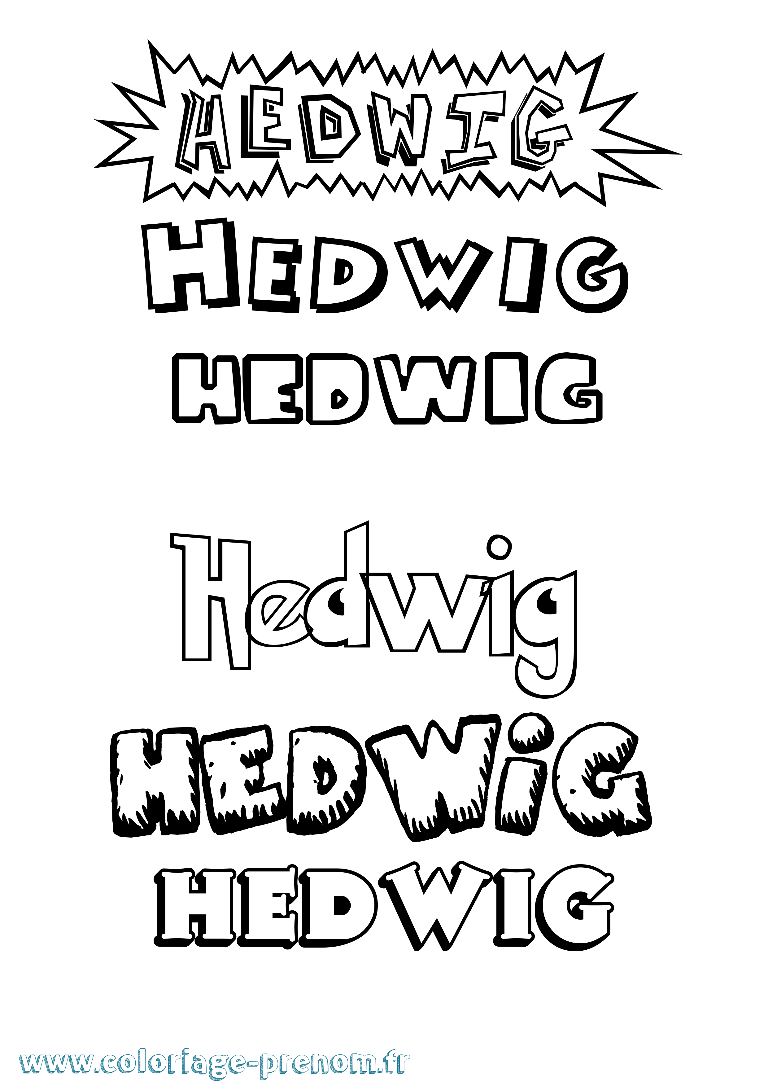 Coloriage Hedwig Dessin Animé Coloriage prénom Hedwig Dessin Animé