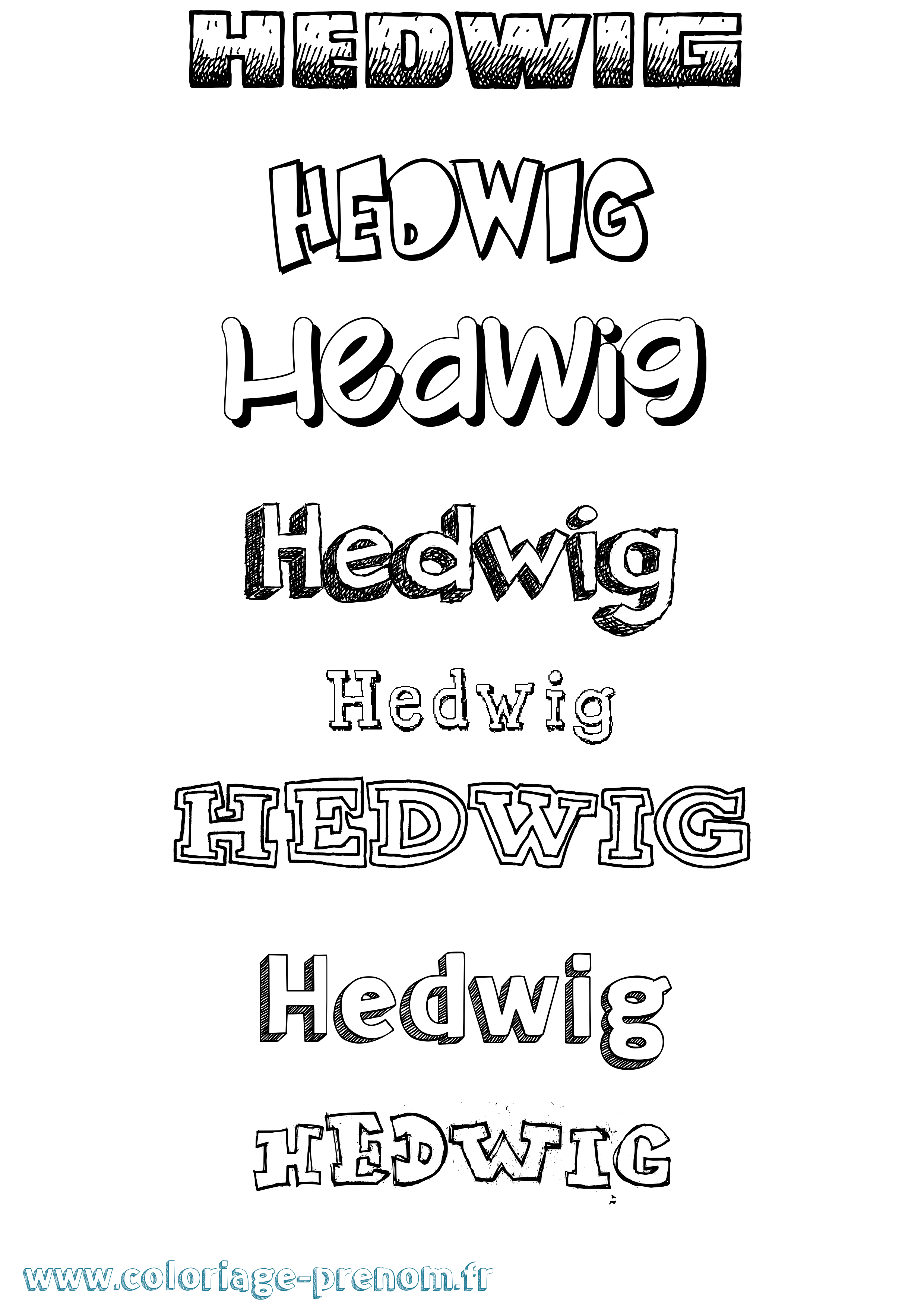 Coloriage Hedwig Dessiné Coloriage prénom Hedwig Dessiné