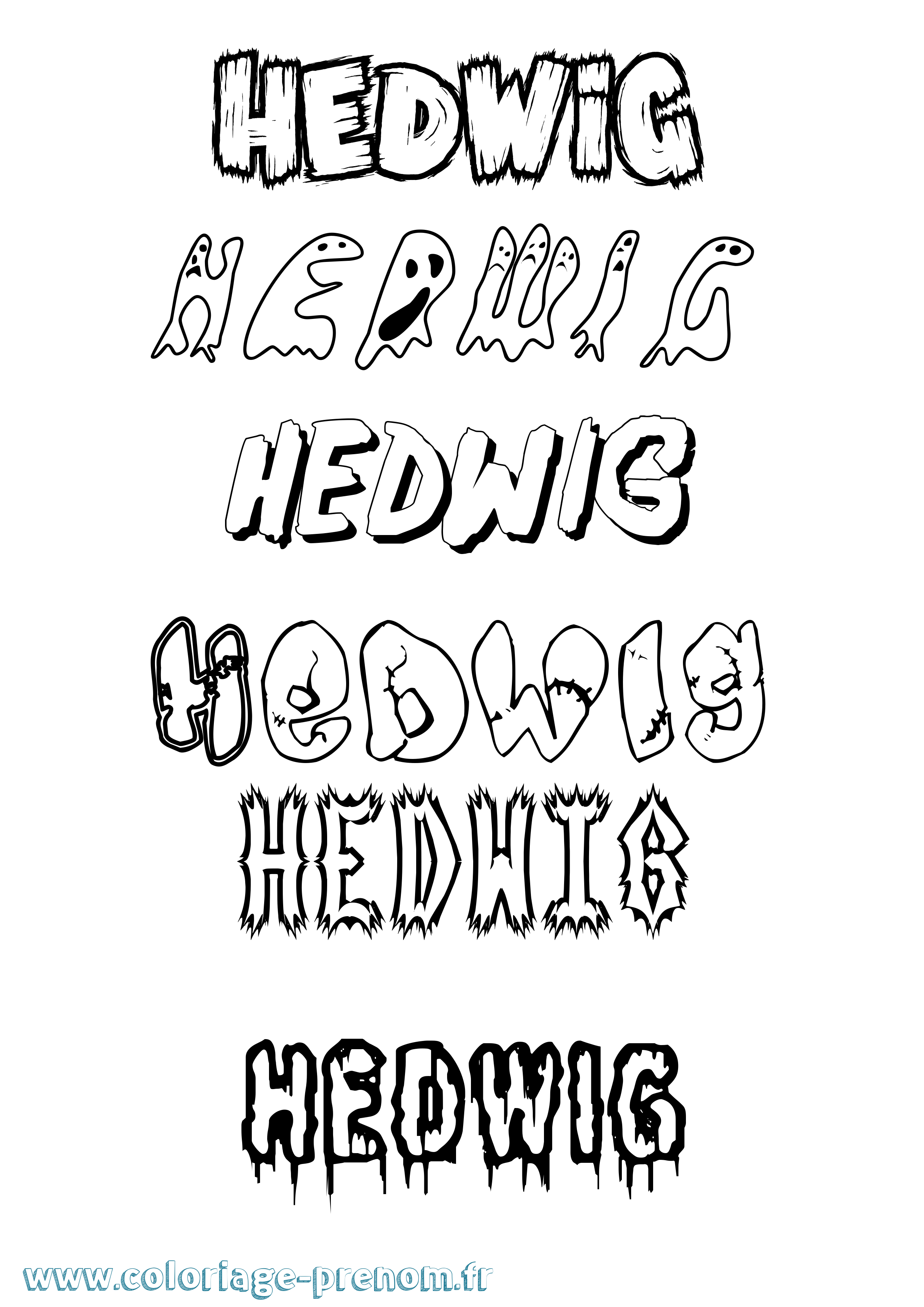 Coloriage Hedwig Frisson Coloriage prénom Hedwig Frisson