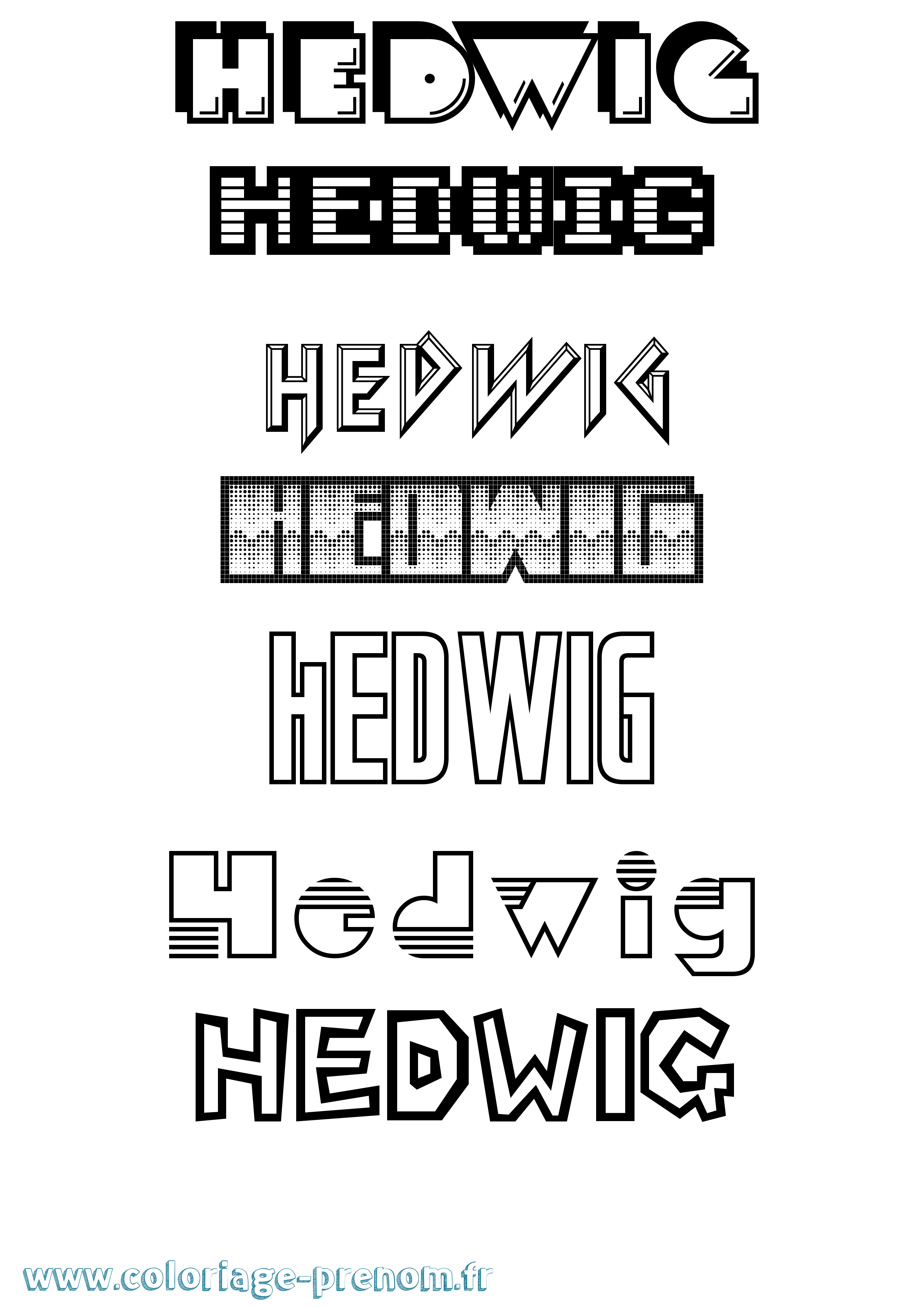 Coloriage Hedwig Jeux Vidéos Coloriage prénom Hedwig Jeux Vidéos