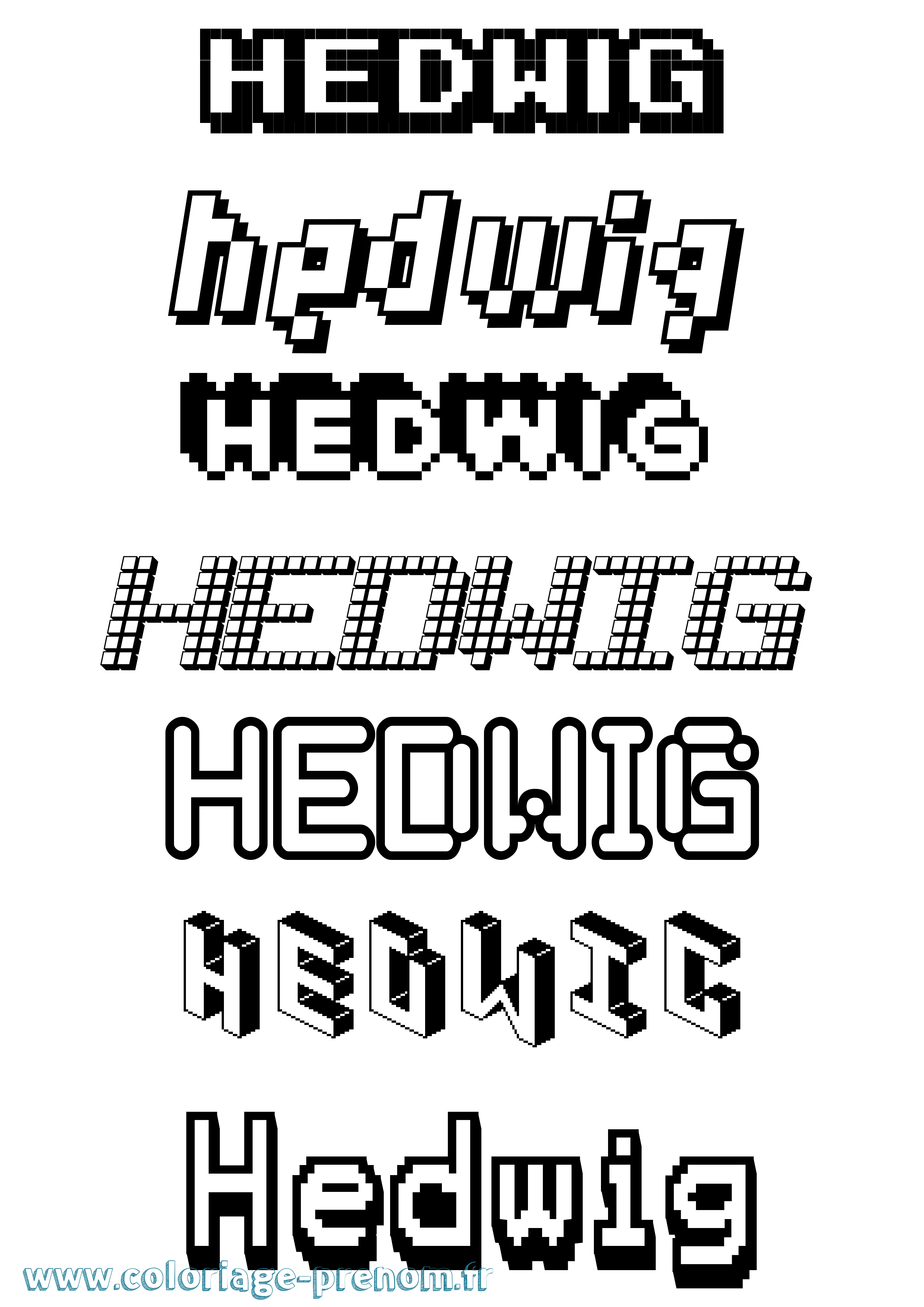 Coloriage Hedwig Pixel Coloriage prénom Hedwig Pixel