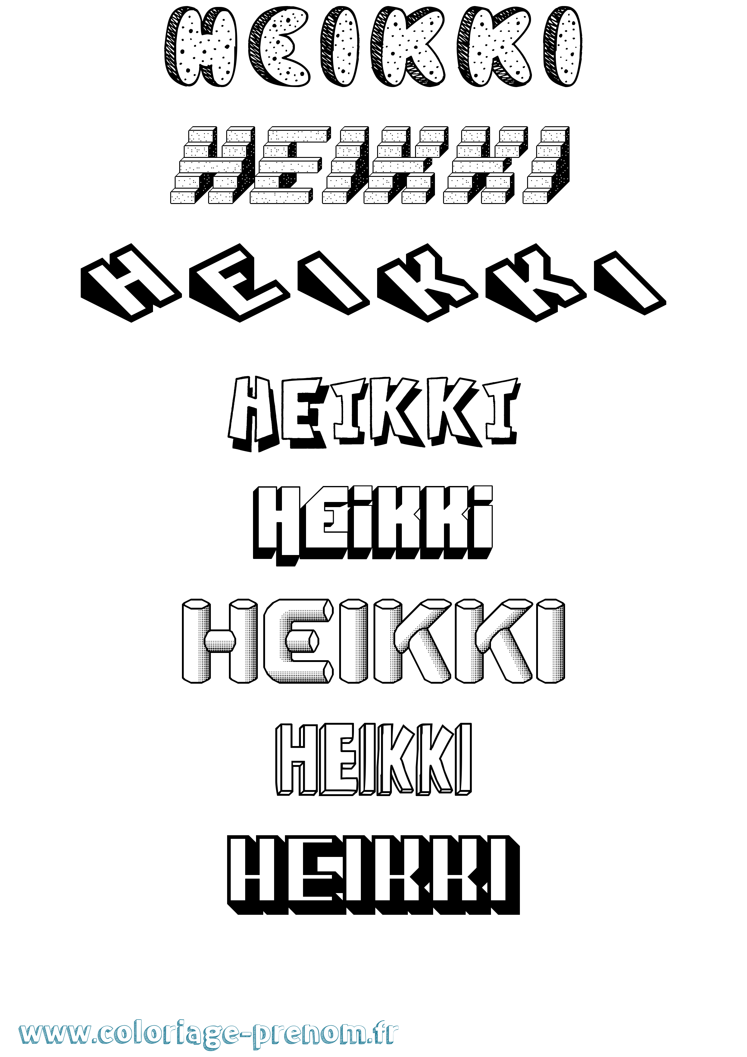 Coloriage Heikki Effet 3D Coloriage prénom Heikki Effet 3D