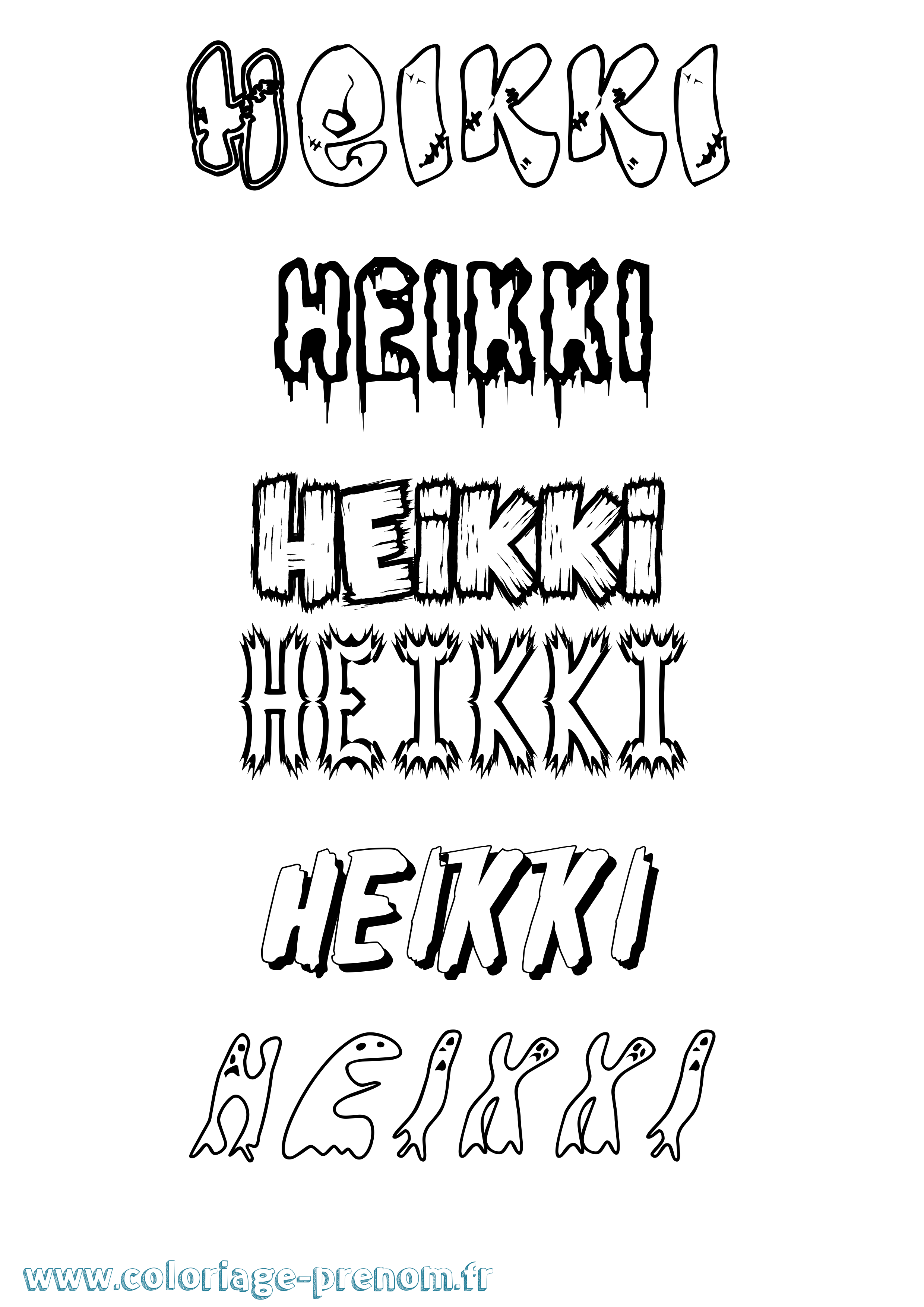 Coloriage Heikki Frisson Coloriage prénom Heikki Frisson