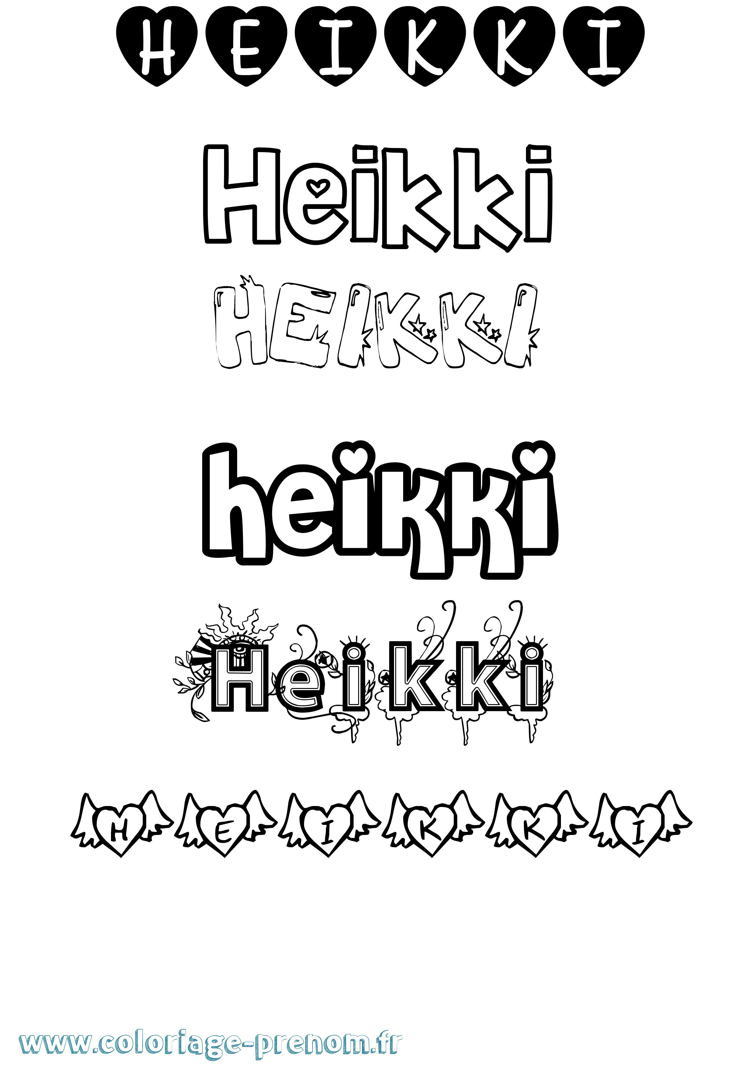 Coloriage Heikki Girly Coloriage prénom Heikki Girly