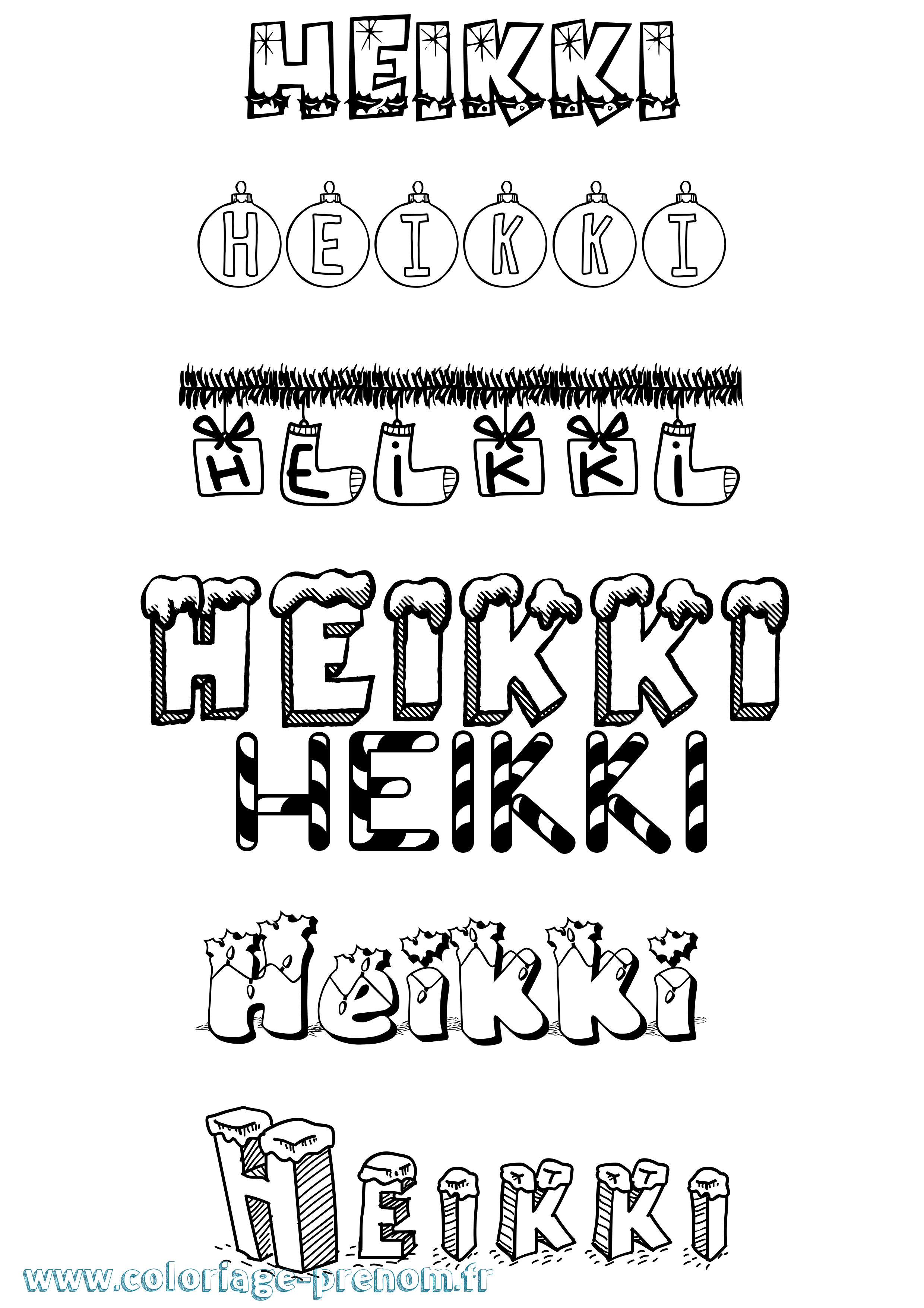 Coloriage Heikki Noël Coloriage prénom Heikki Noël