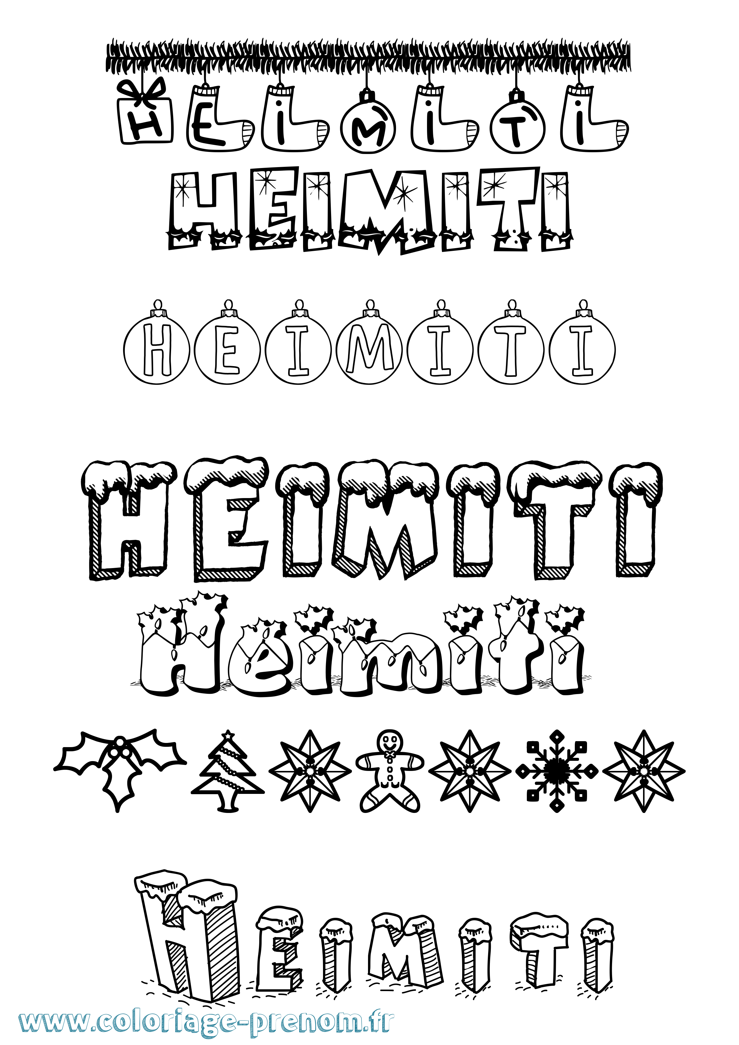 Coloriage Heimiti Noël Coloriage prénom Heimiti Noël