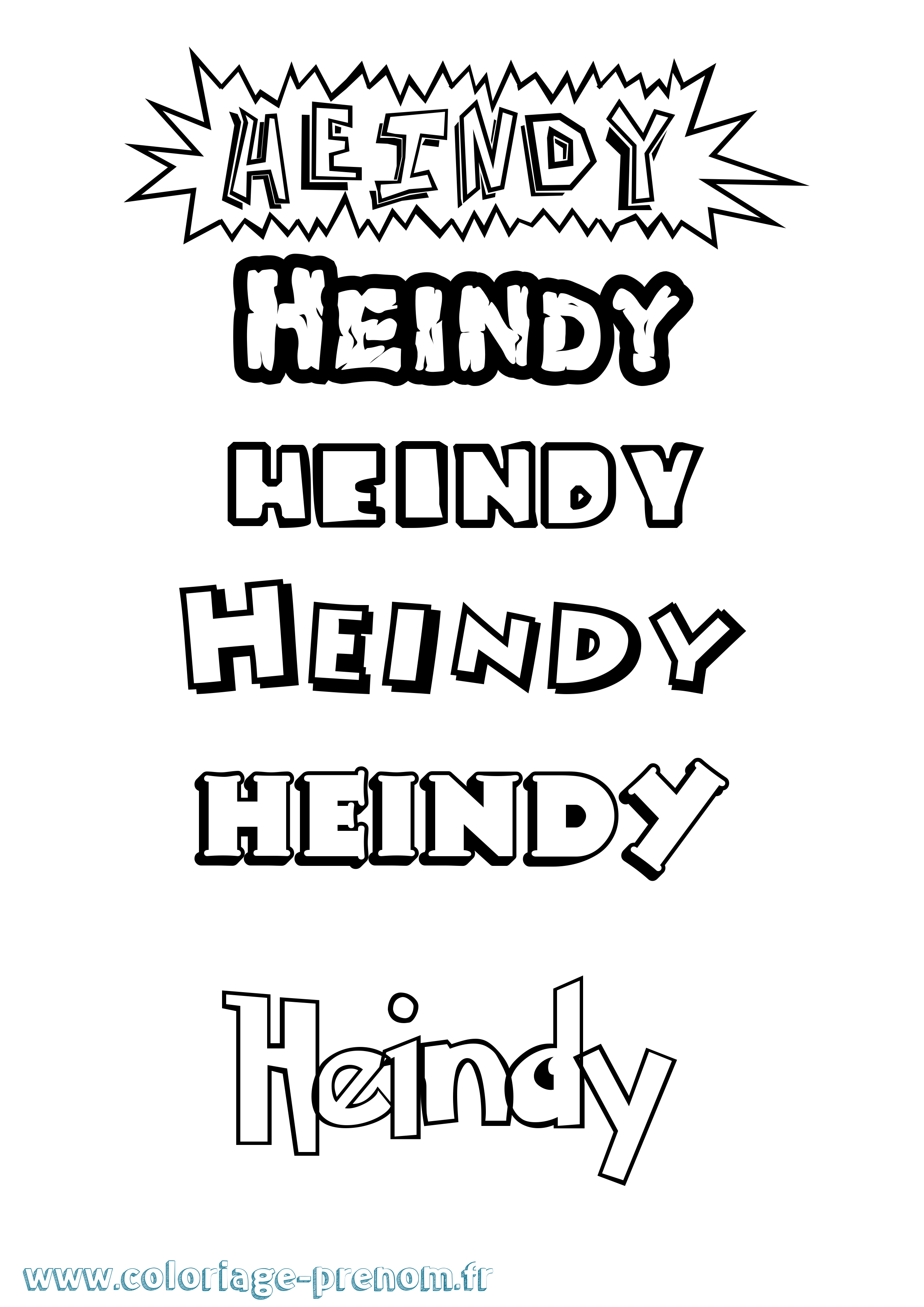 Coloriage Heindy Dessin Animé Coloriage prénom Heindy Dessin Animé