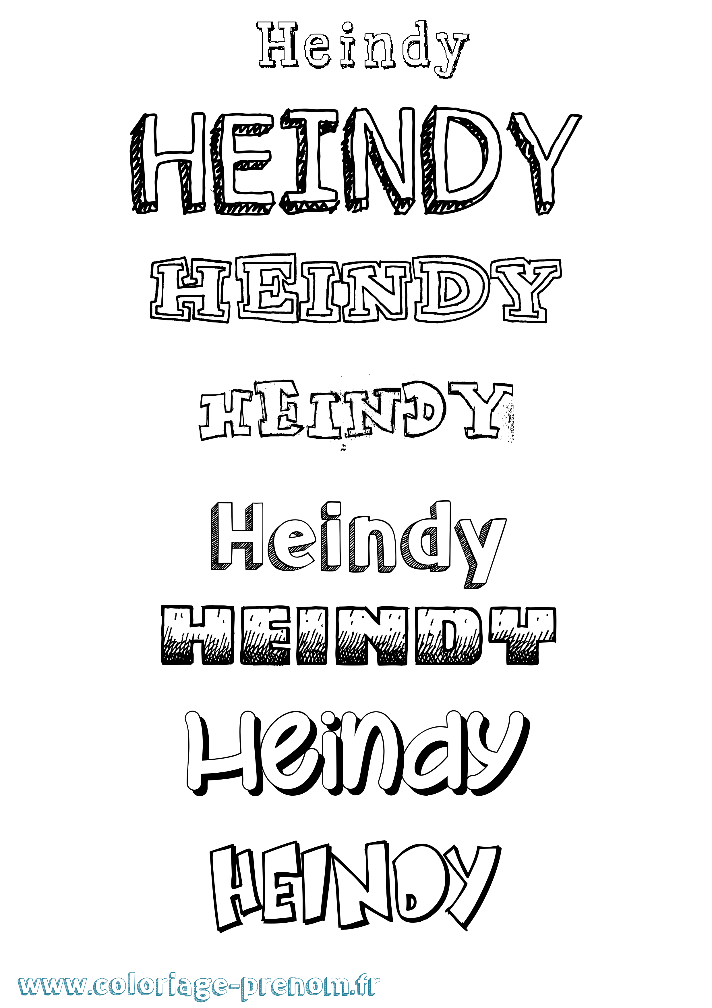 Coloriage Heindy Dessiné Coloriage prénom Heindy Dessiné