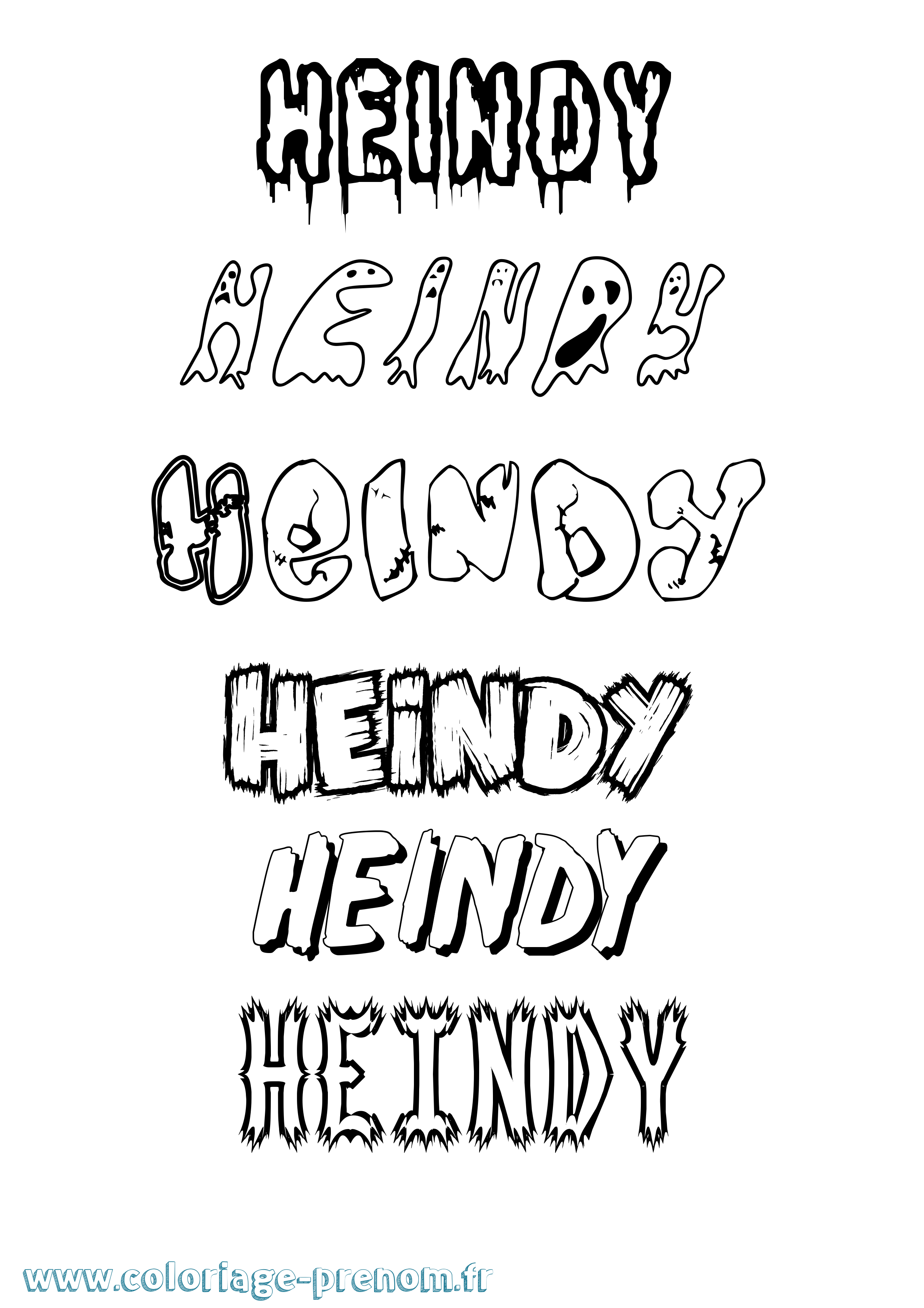 Coloriage Heindy Frisson Coloriage prénom Heindy Frisson