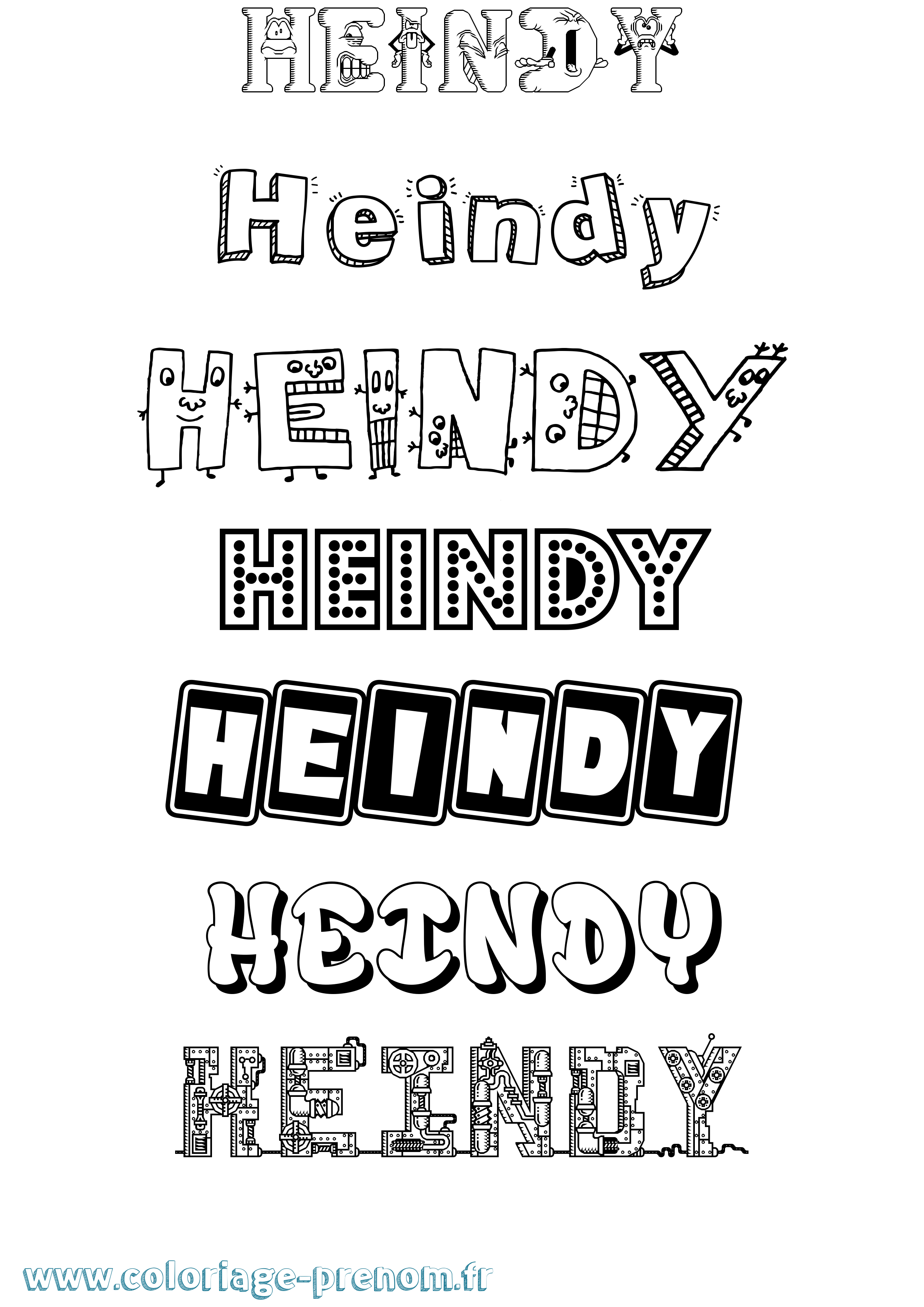 Coloriage Heindy Fun Coloriage prénom Heindy Fun