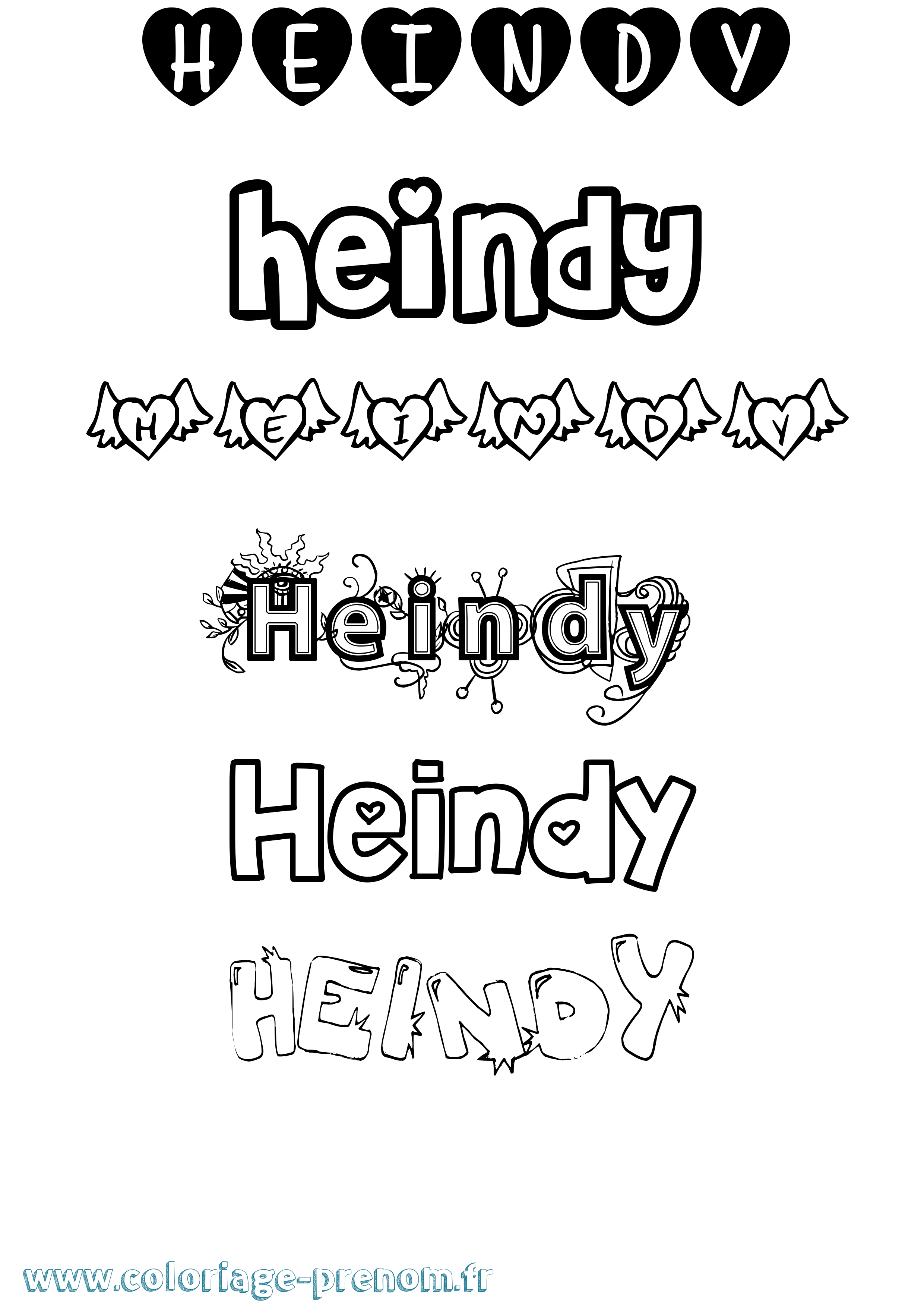 Coloriage Heindy Girly Coloriage prénom Heindy Girly