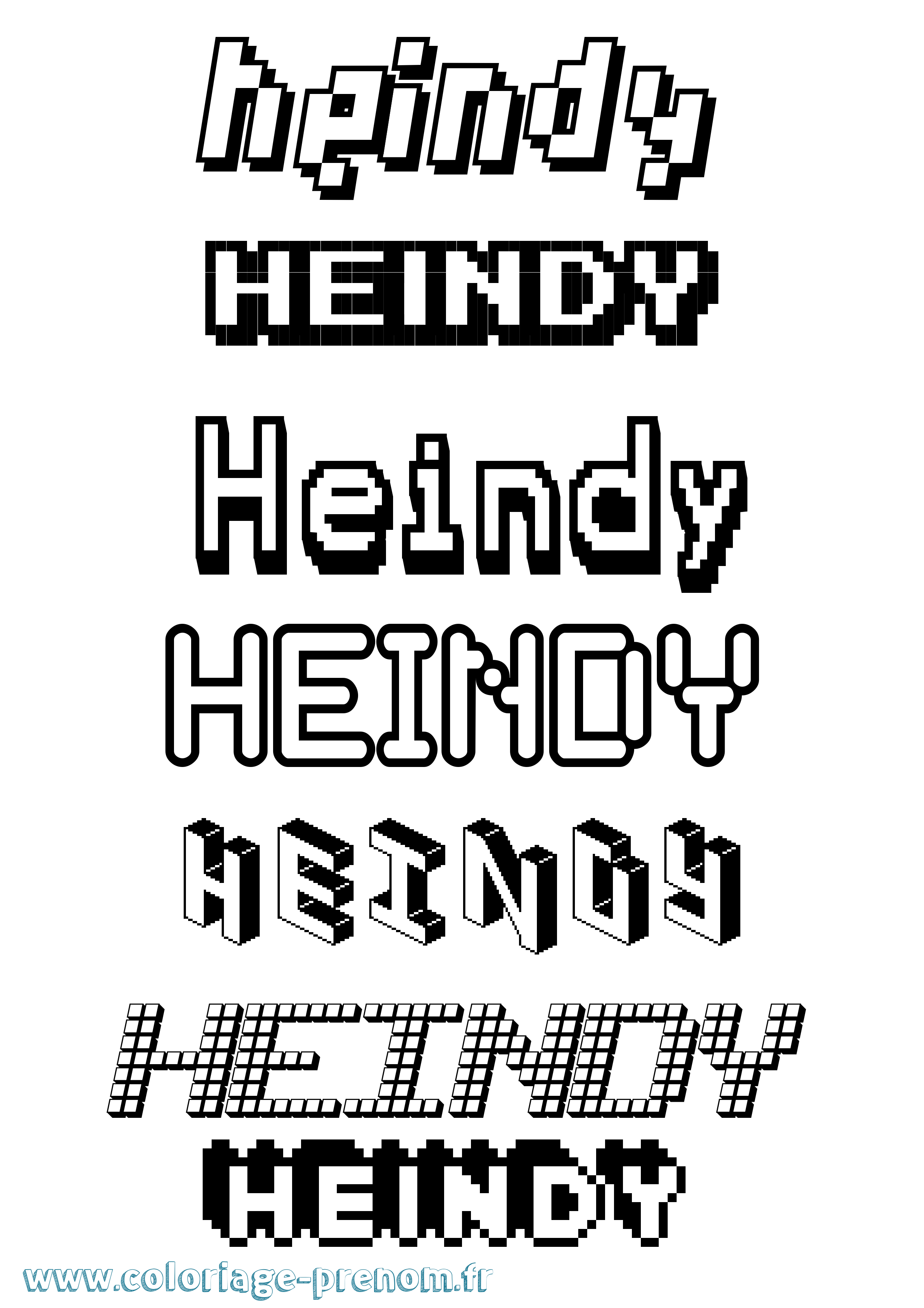 Coloriage Heindy Pixel Coloriage prénom Heindy Pixel