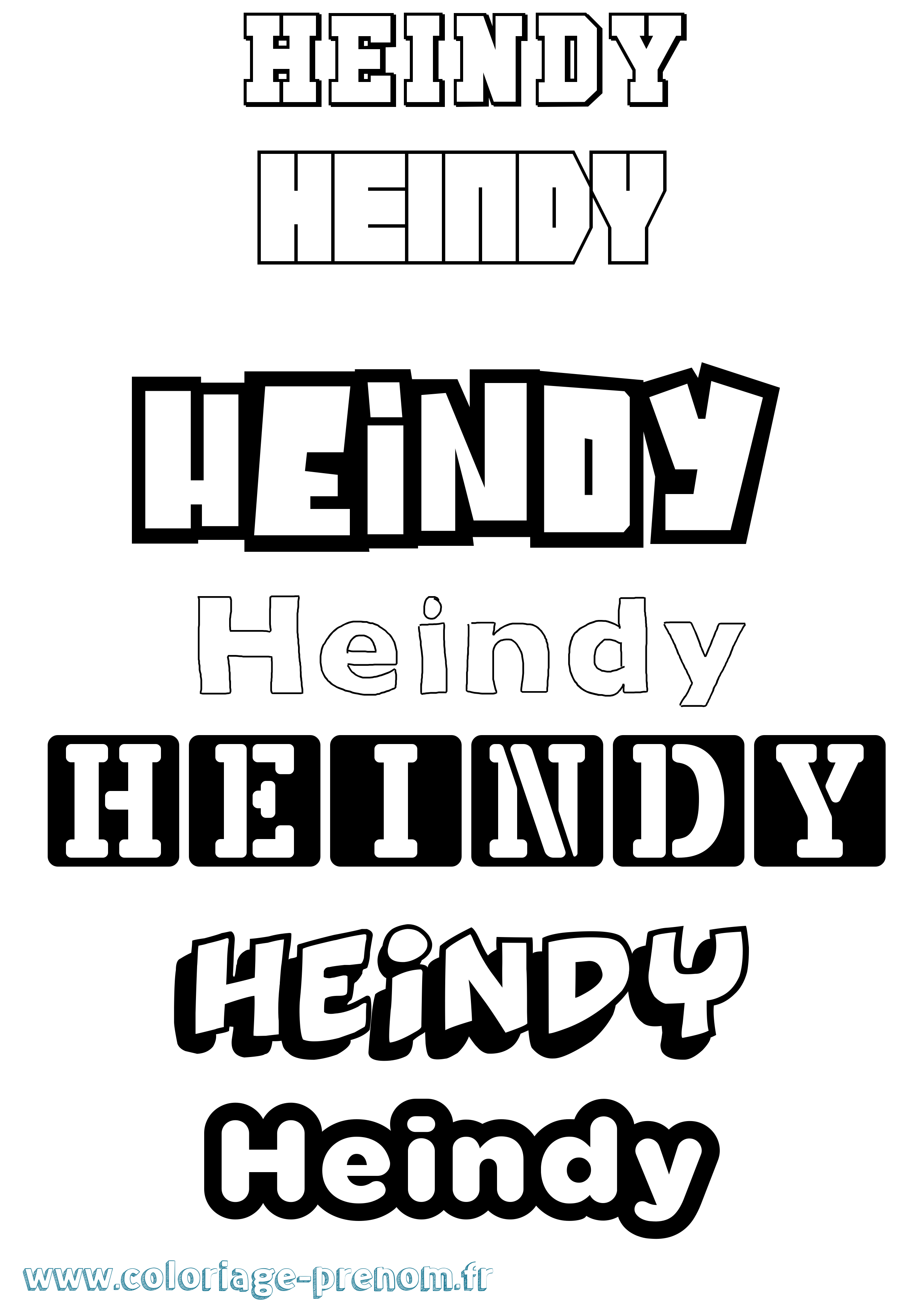 Coloriage Heindy Simple Coloriage prénom Heindy Simple