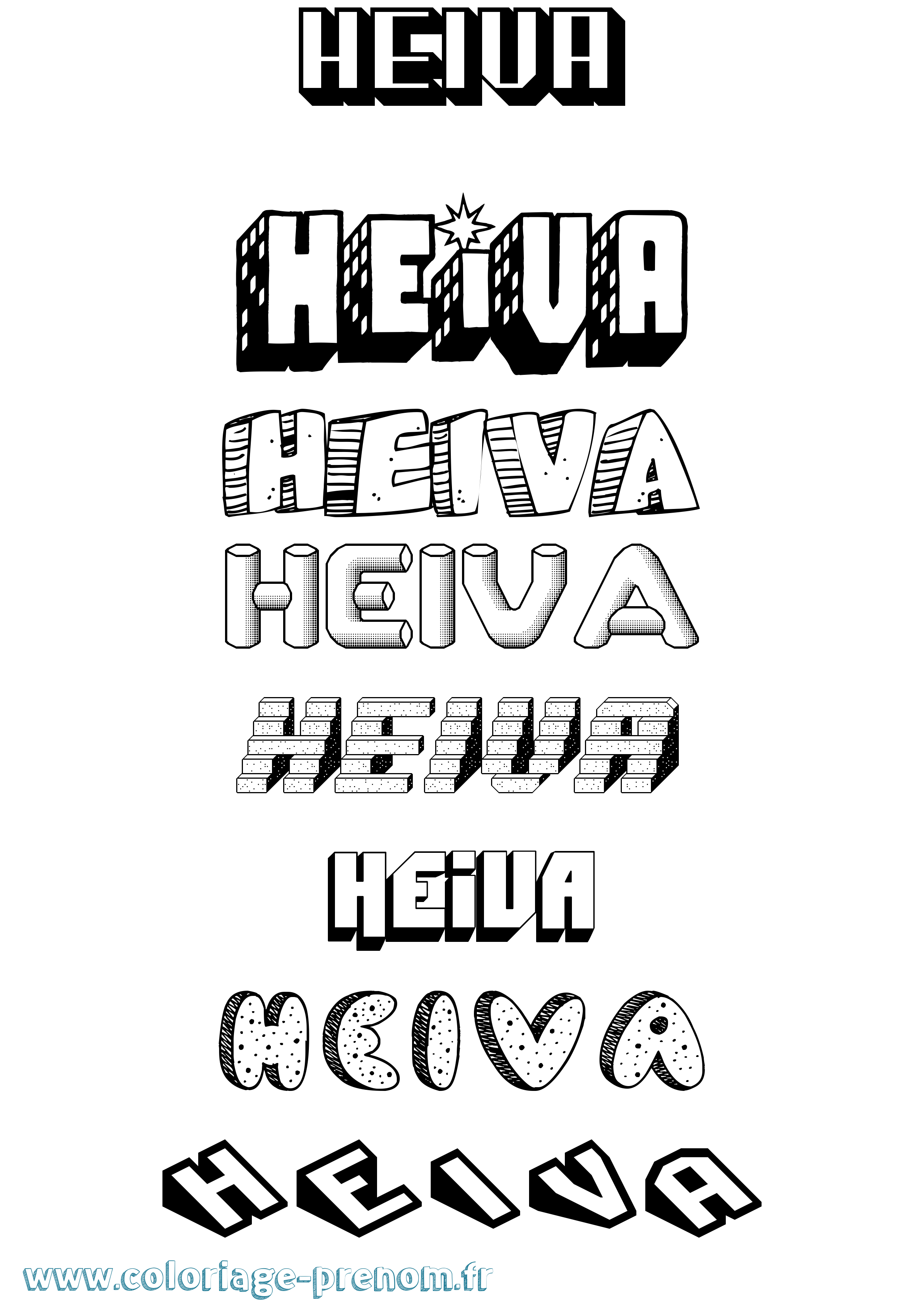 Coloriage Heiva Effet 3D Coloriage prénom Heiva Effet 3D