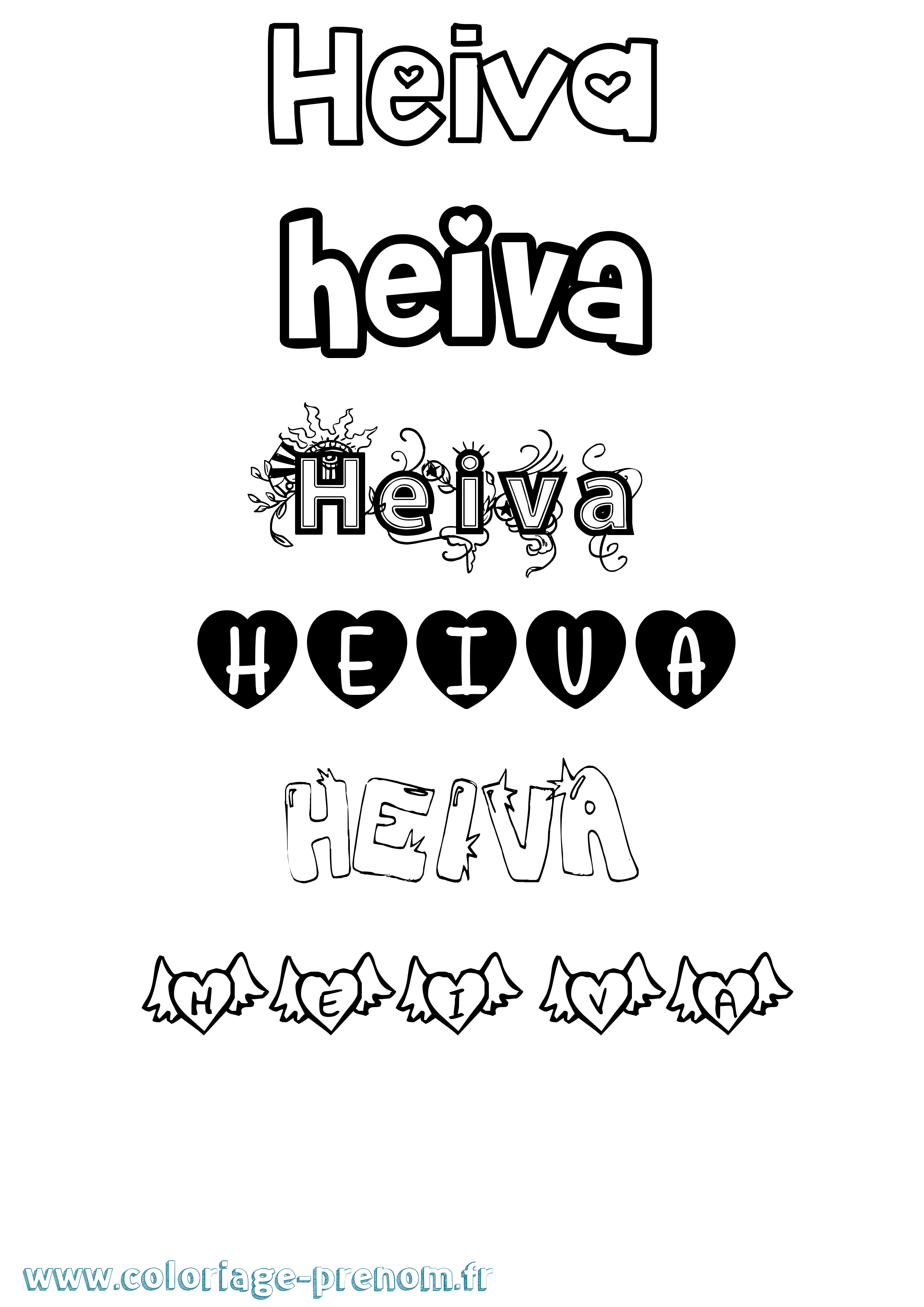 Coloriage Heiva Girly Coloriage prénom Heiva Girly