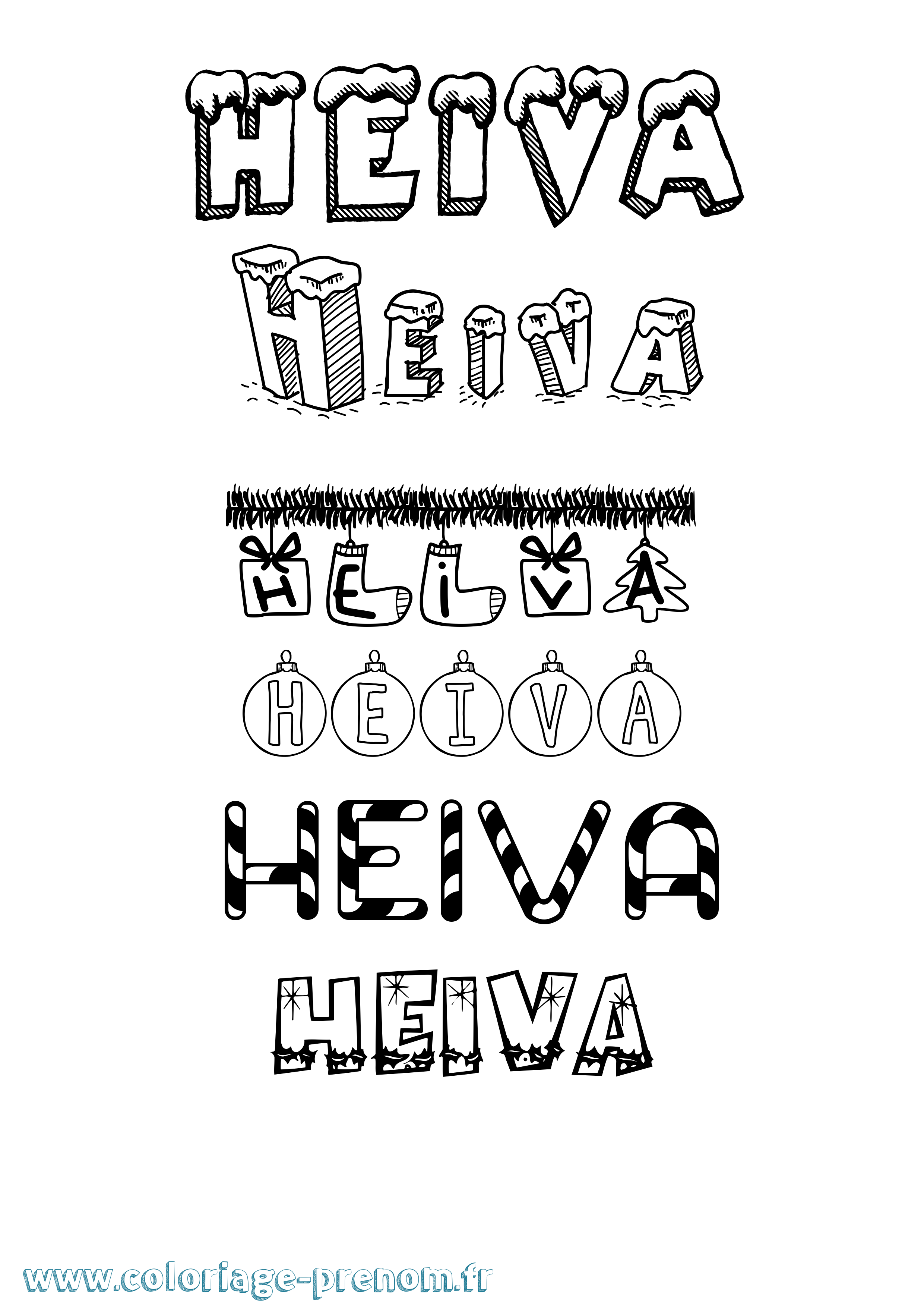 Coloriage Heiva Noël Coloriage prénom Heiva Noël