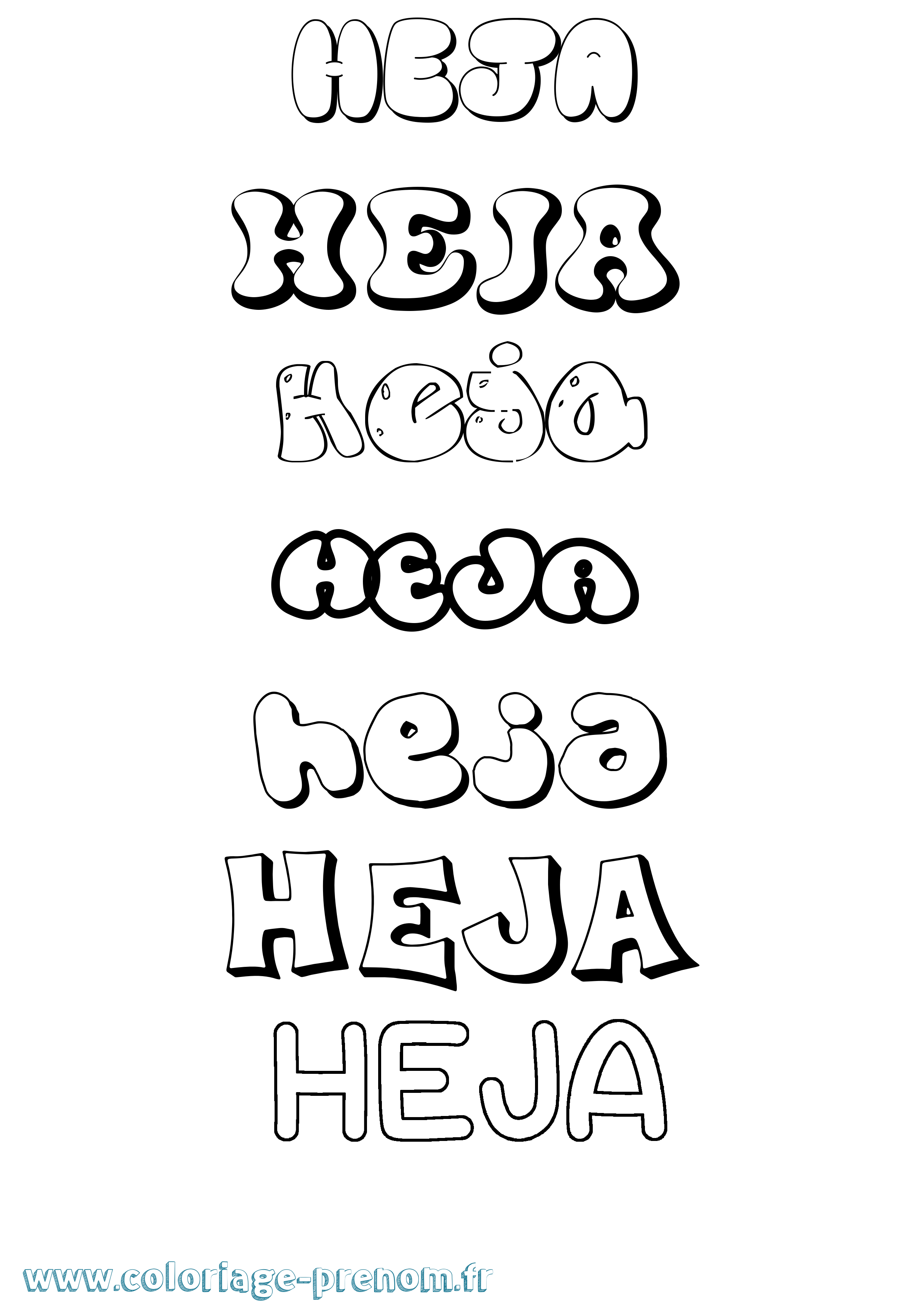 Coloriage Heja Bubble Coloriage prénom Heja Bubble