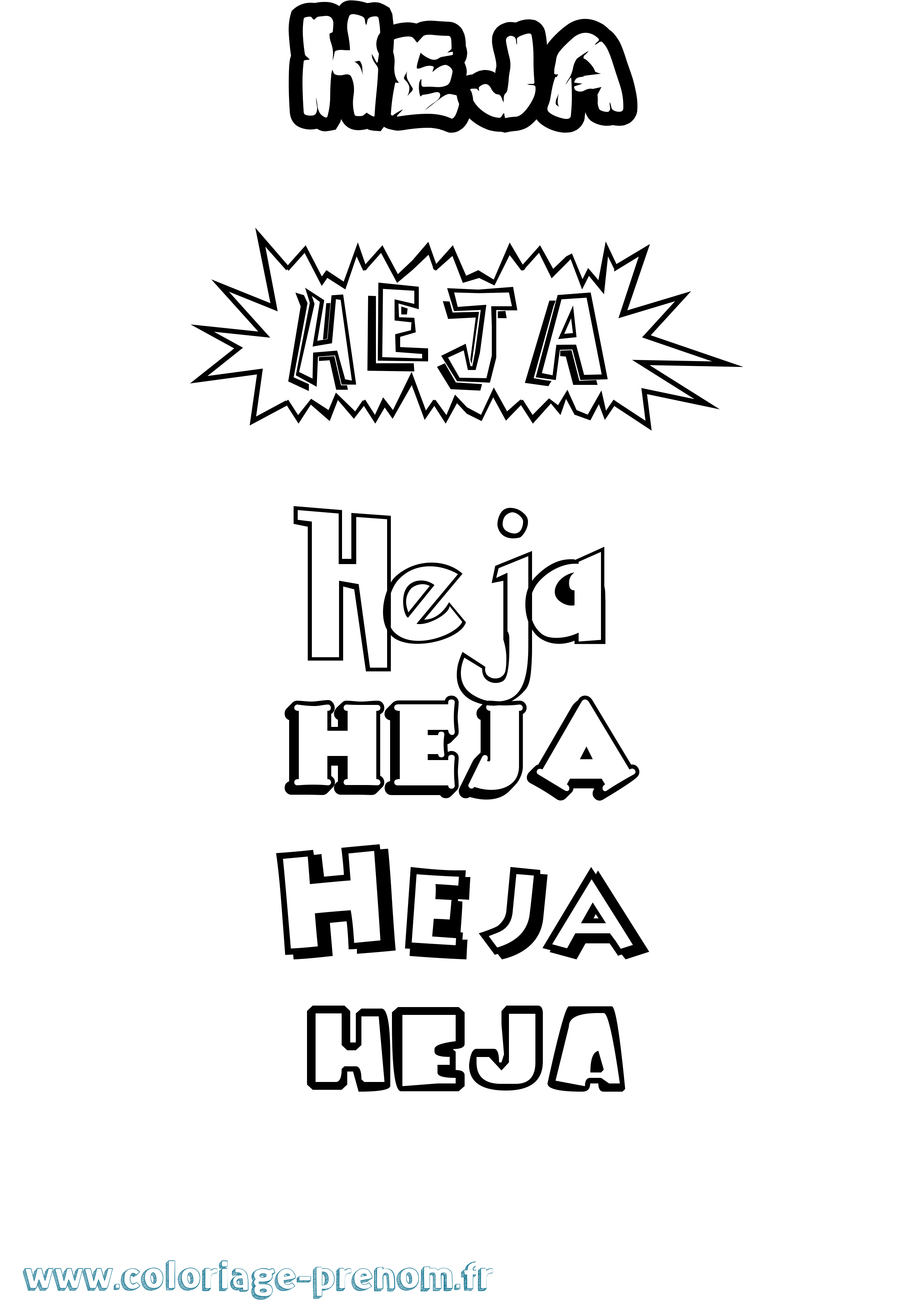 Coloriage Heja Dessin Animé Coloriage prénom Heja Dessin Animé