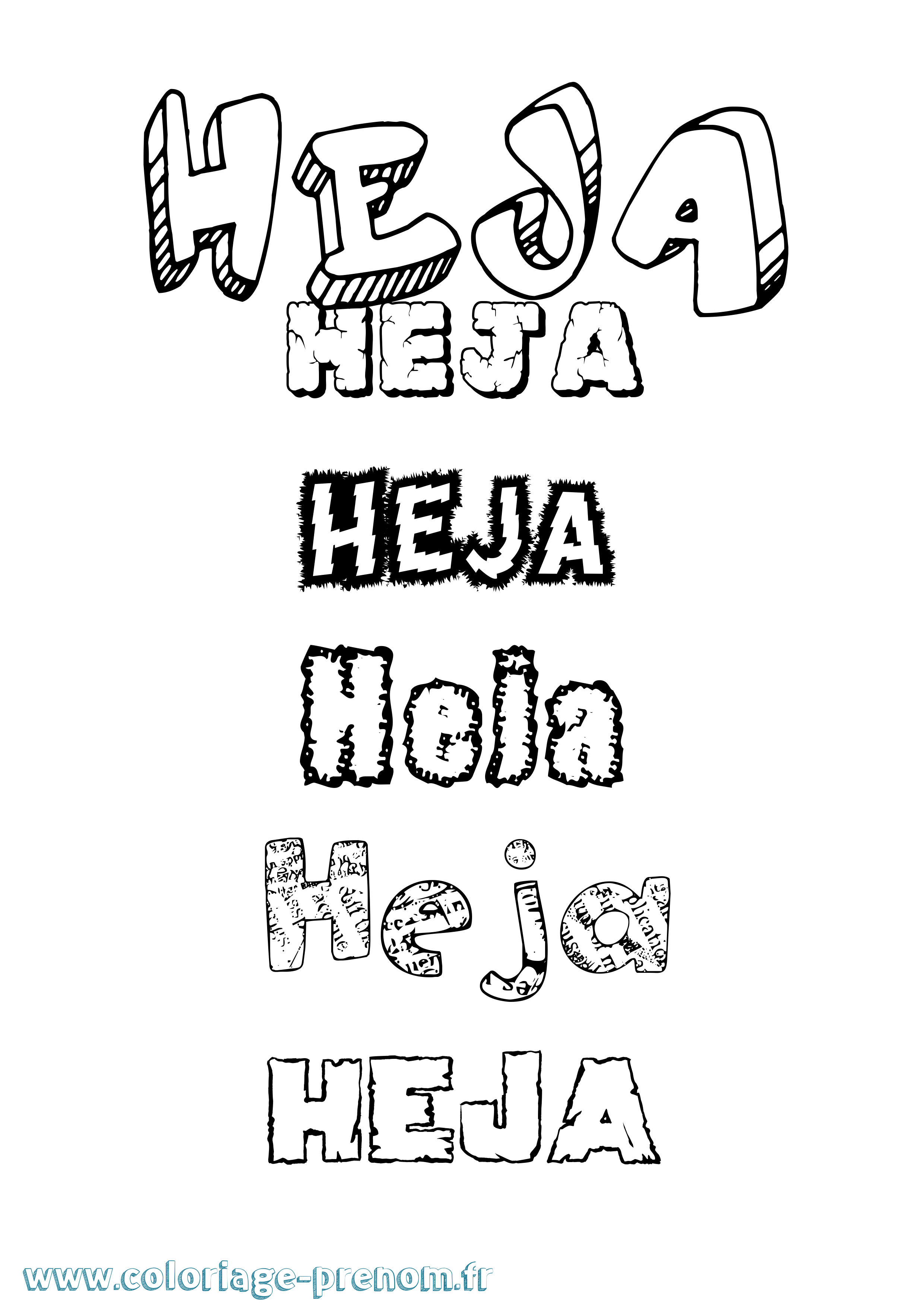 Coloriage Heja Destructuré Coloriage prénom Heja Destructuré
