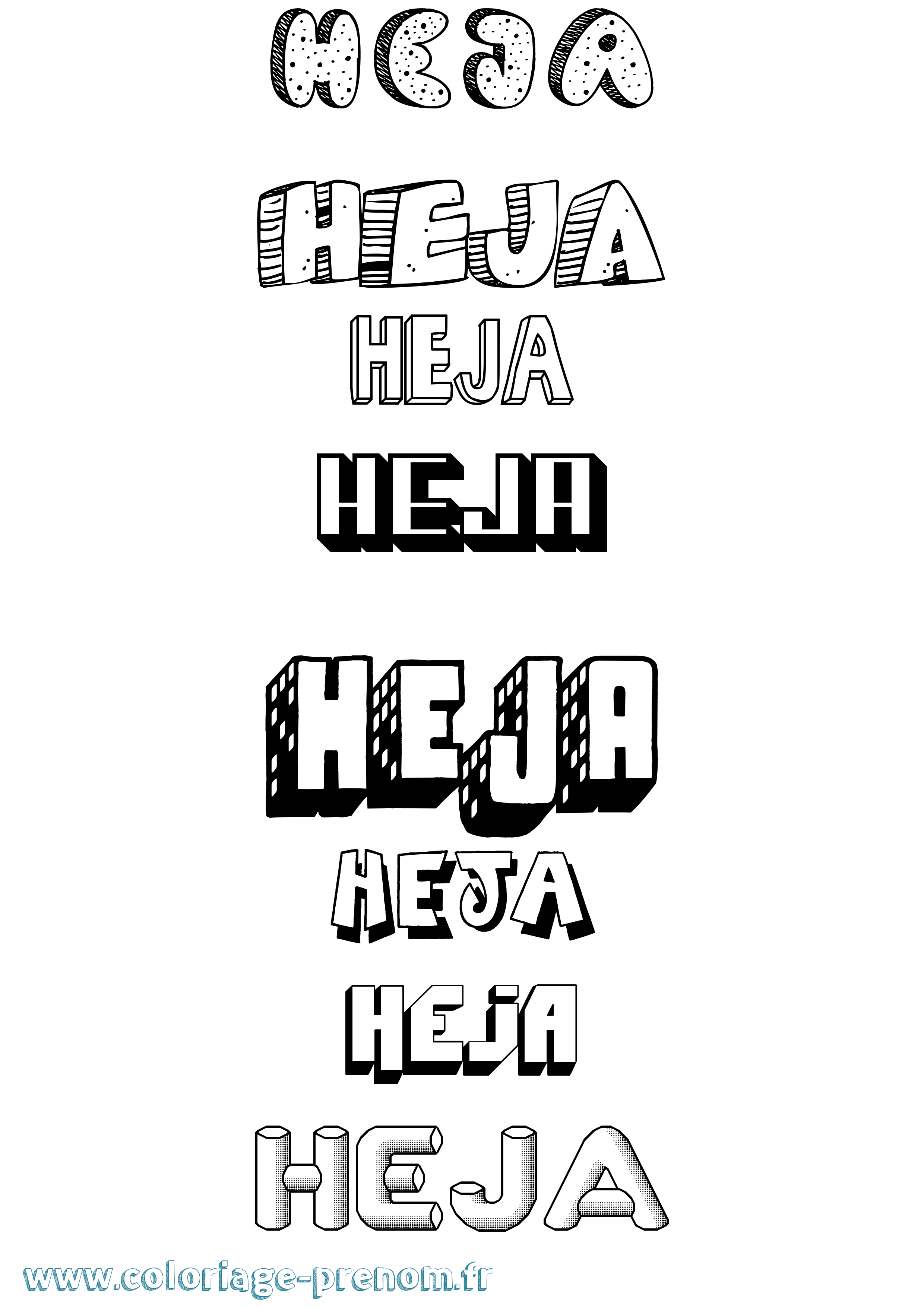 Coloriage Heja Effet 3D Coloriage prénom Heja Effet 3D