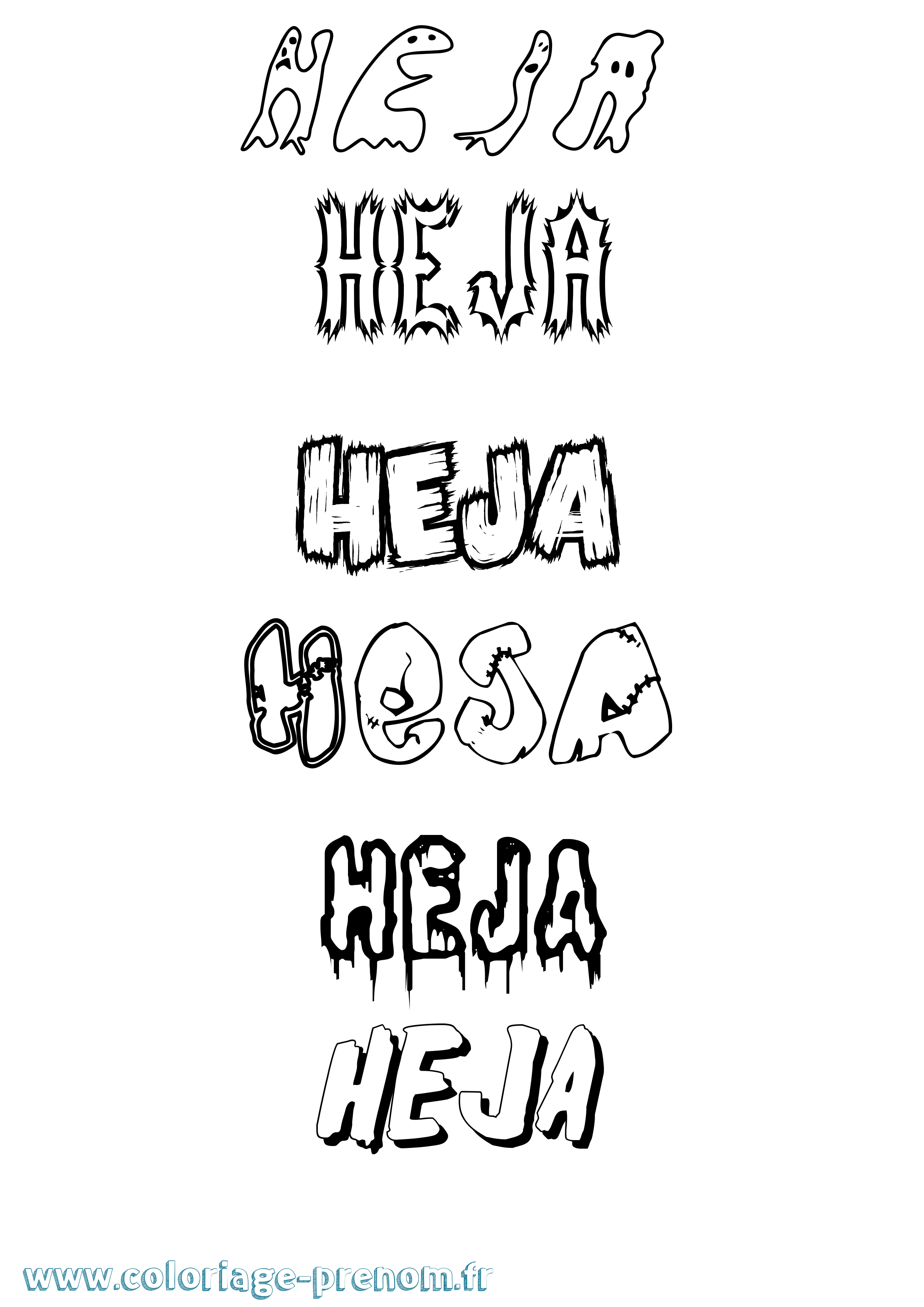 Coloriage Heja Frisson Coloriage prénom Heja Frisson