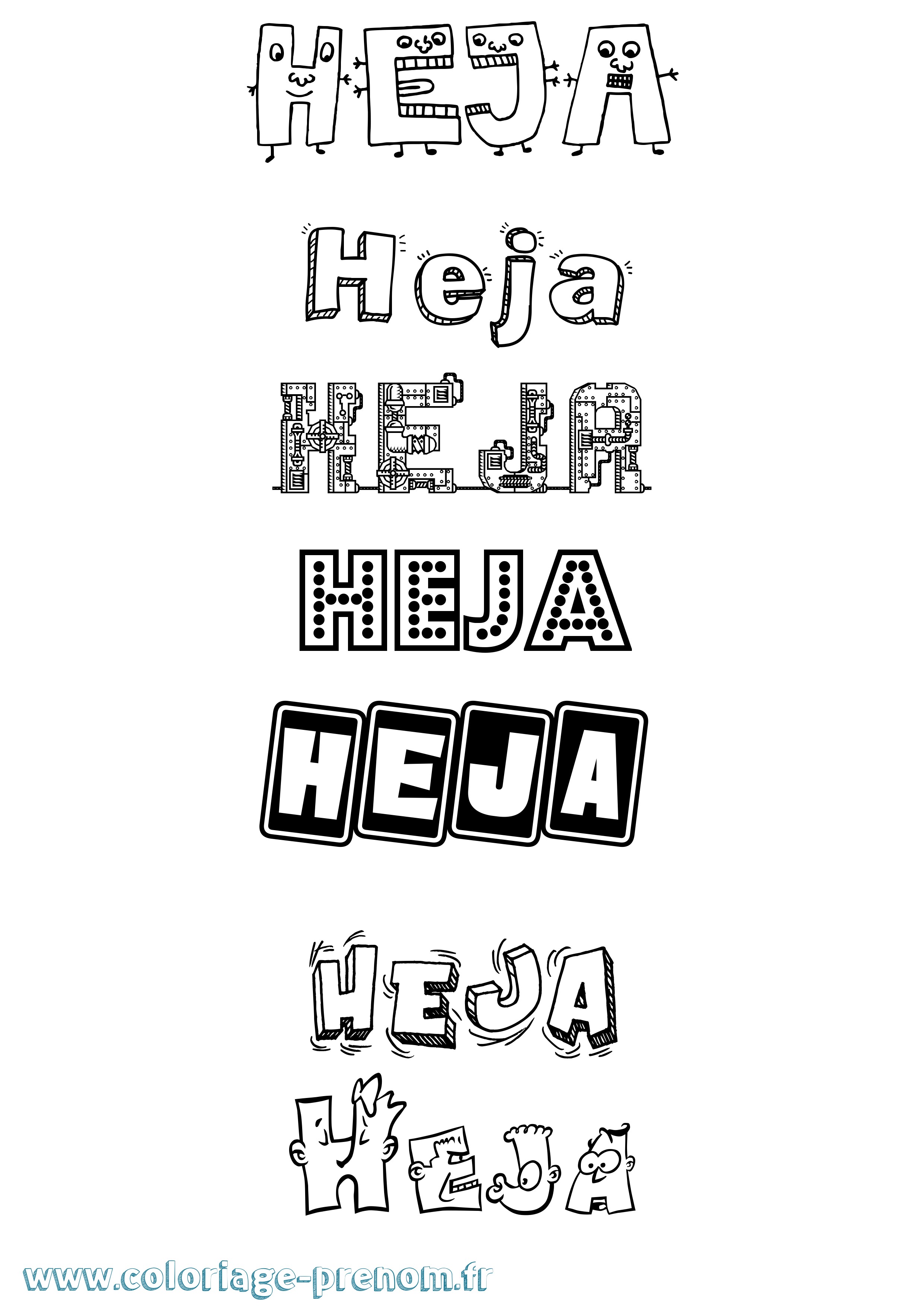 Coloriage Heja Fun Coloriage prénom Heja Fun