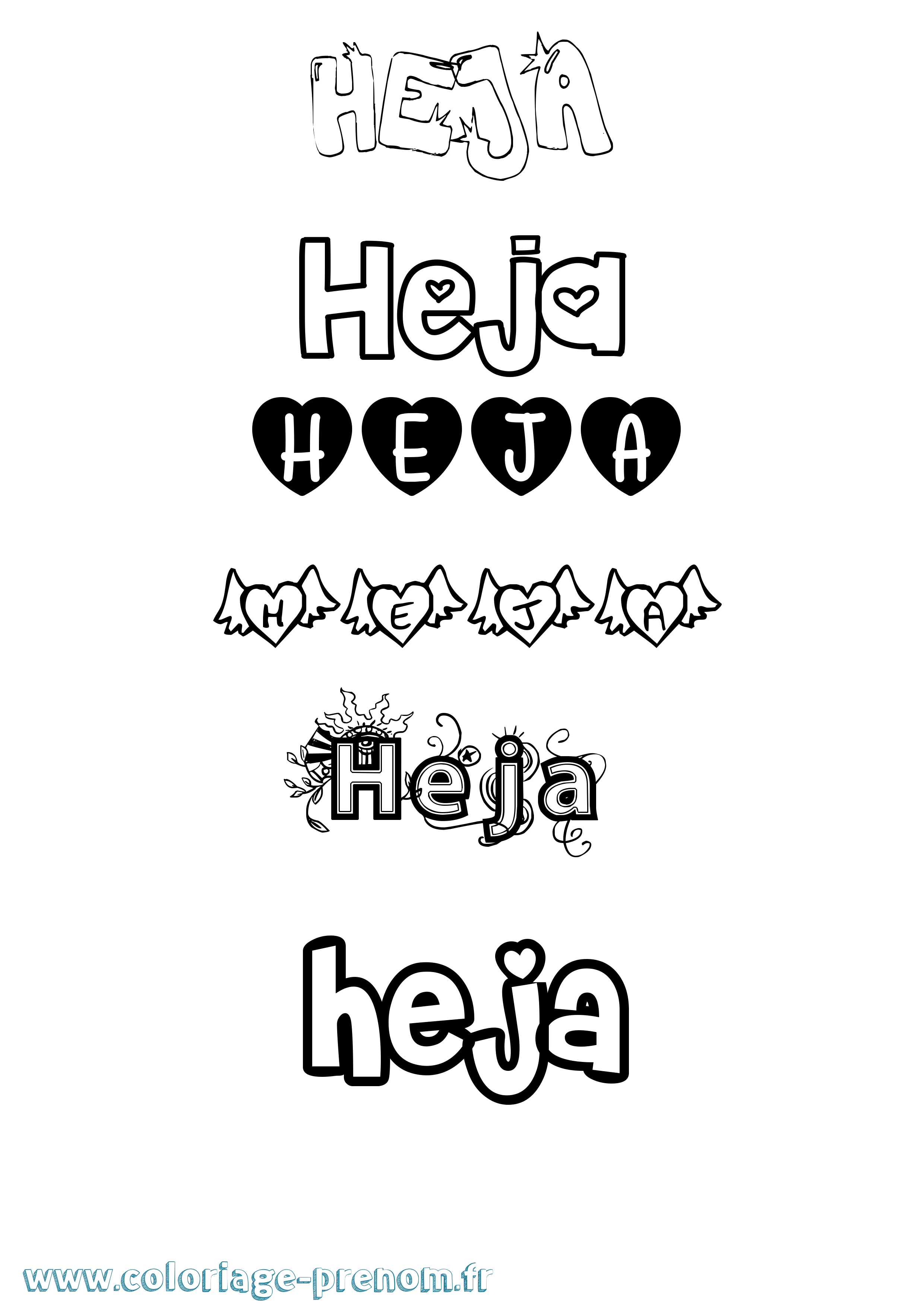Coloriage Heja Girly Coloriage prénom Heja Girly