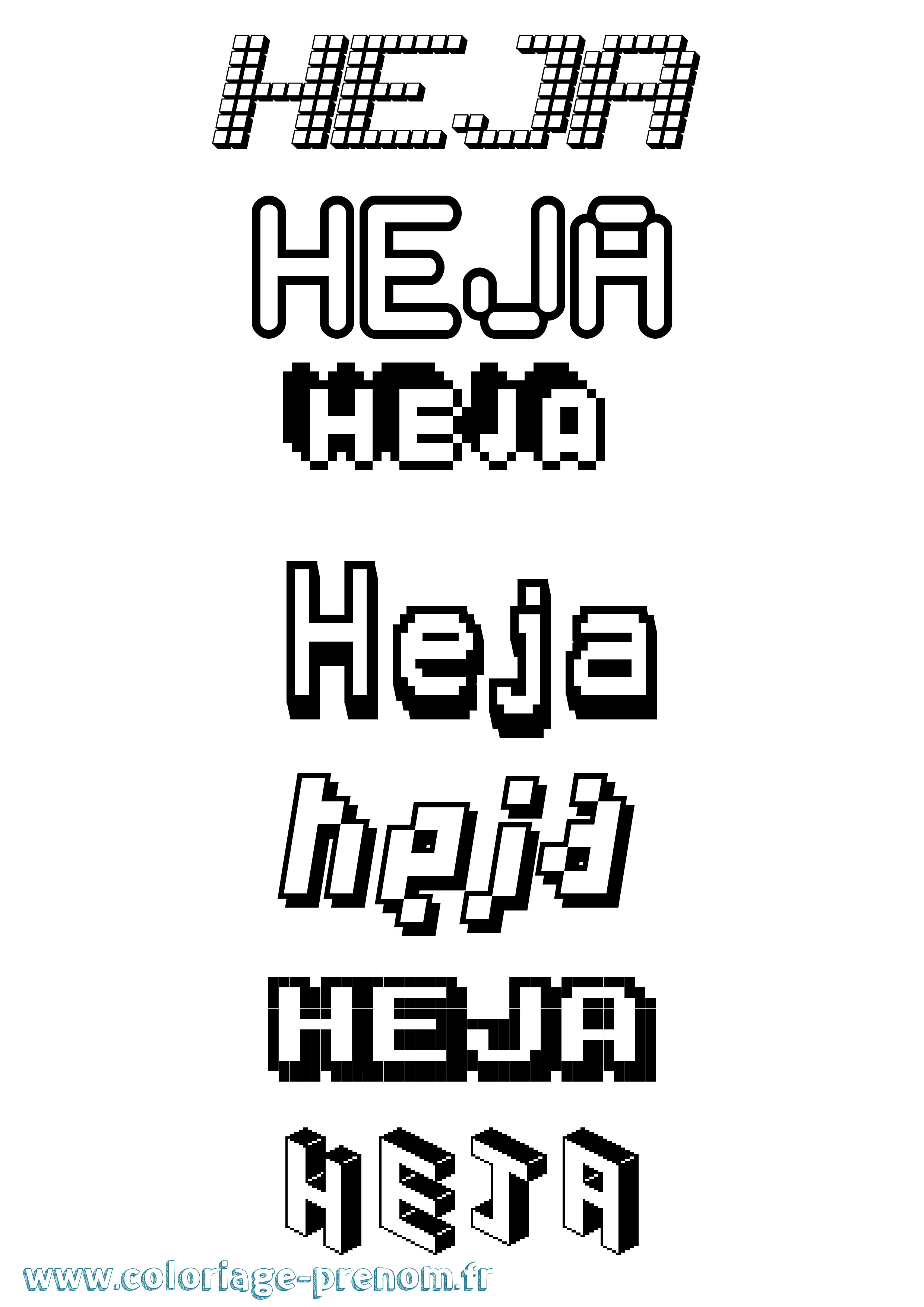 Coloriage Heja Pixel Coloriage prénom Heja Pixel