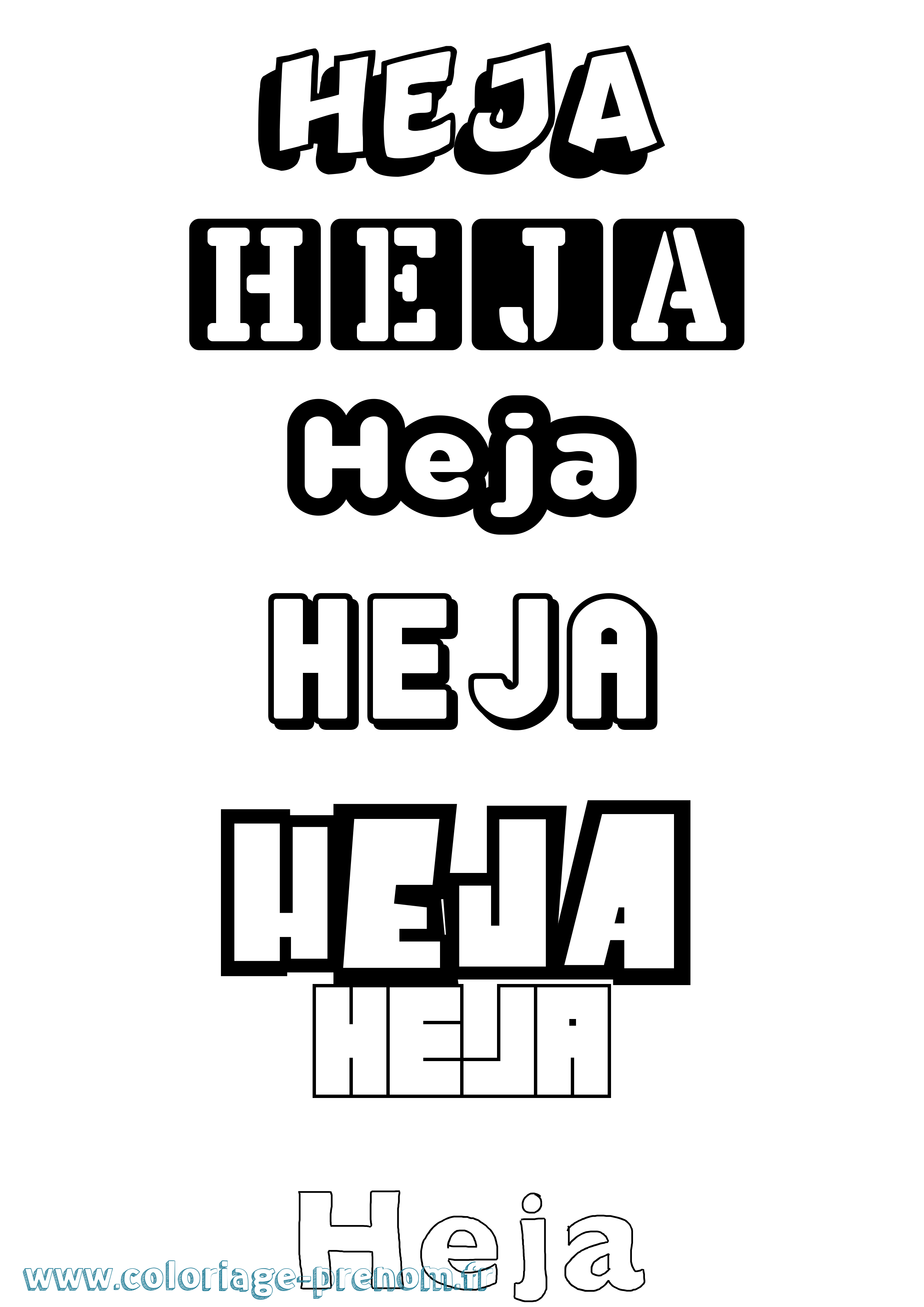 Coloriage Heja Simple Coloriage prénom Heja Simple