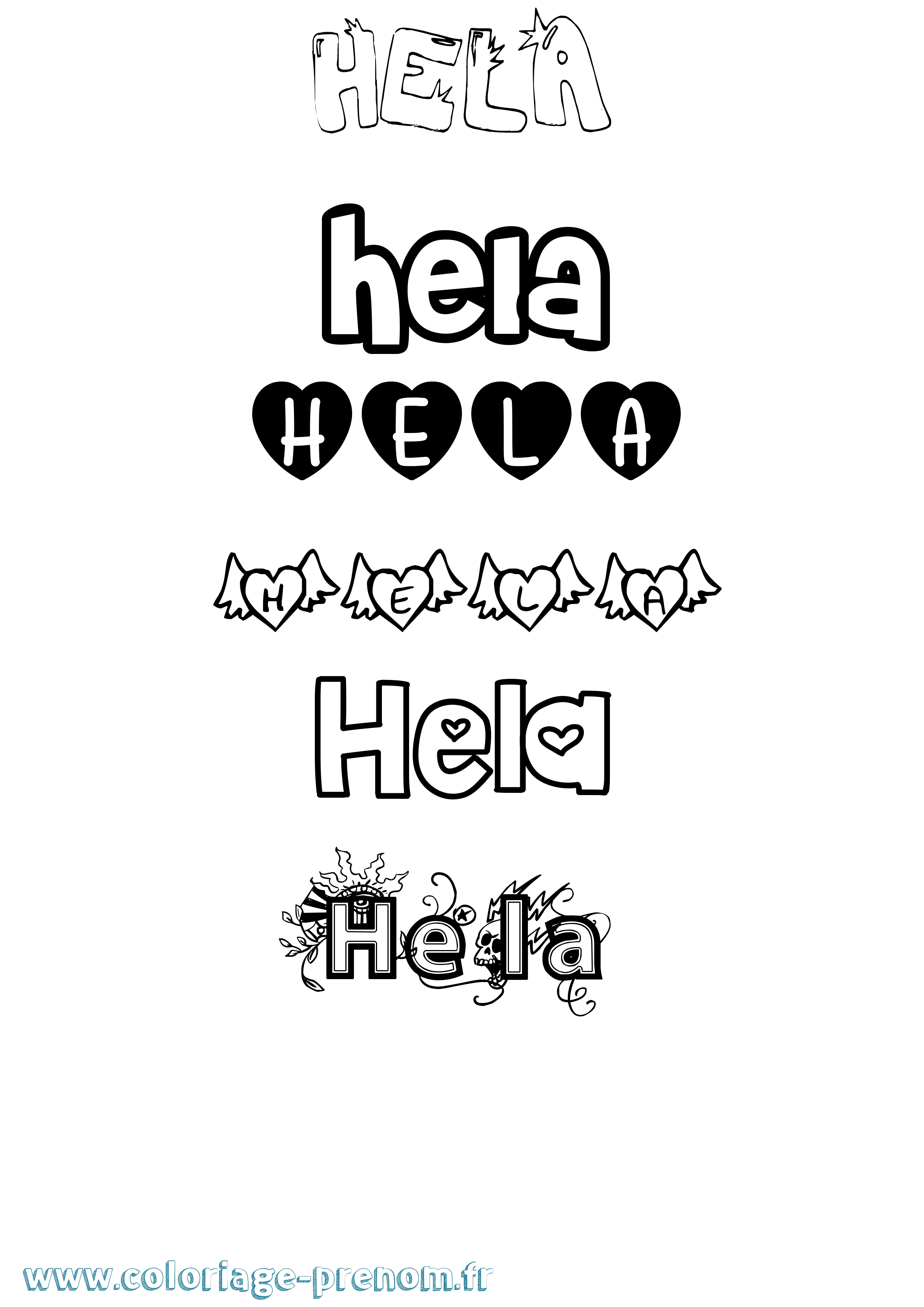 Coloriage Hela Girly Coloriage prénom Hela Girly